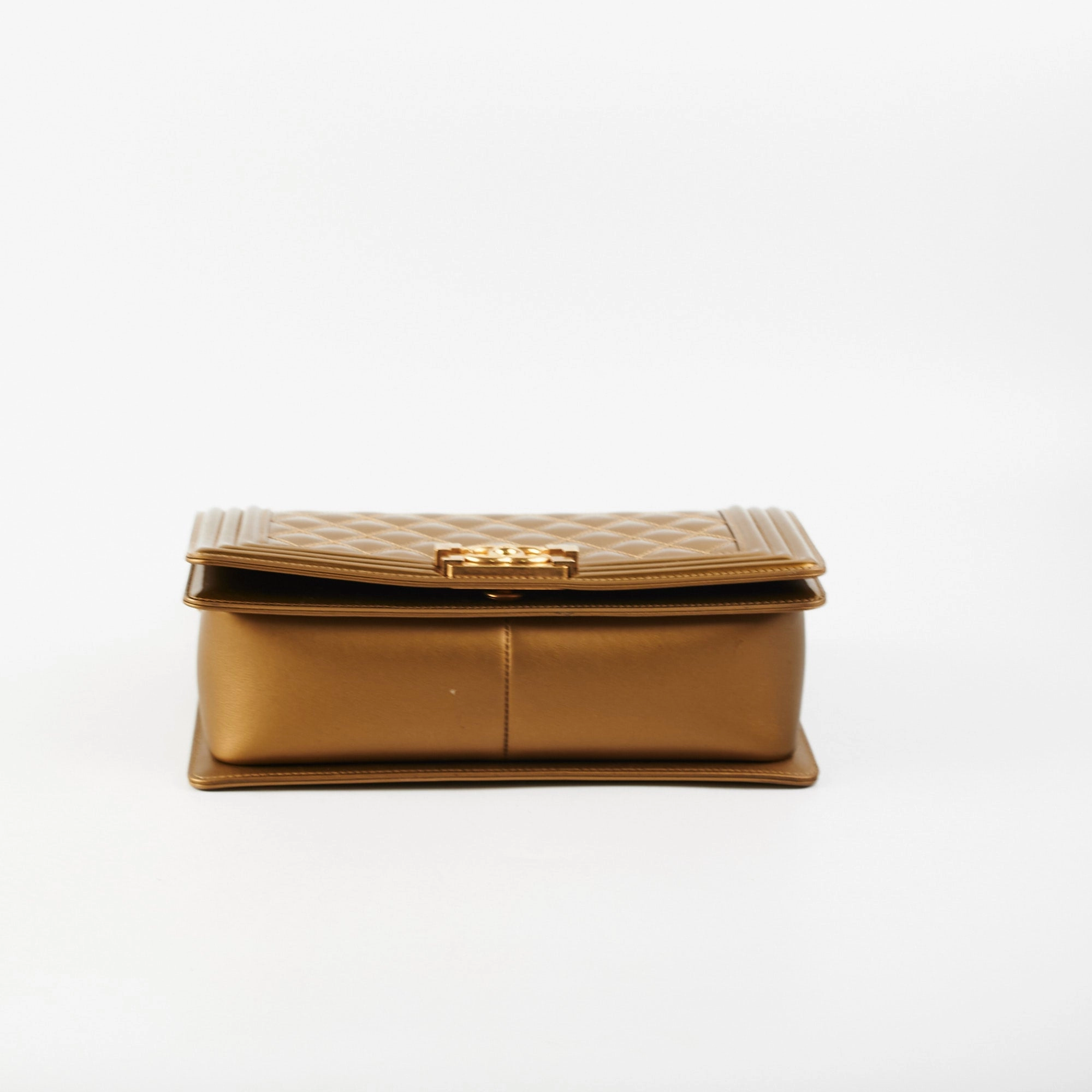 Chanel Medium Boy Patent Gold