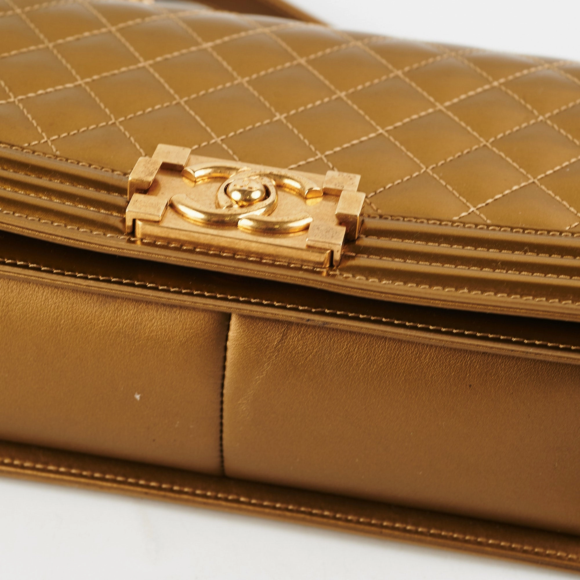 Chanel Medium Boy Patent Gold