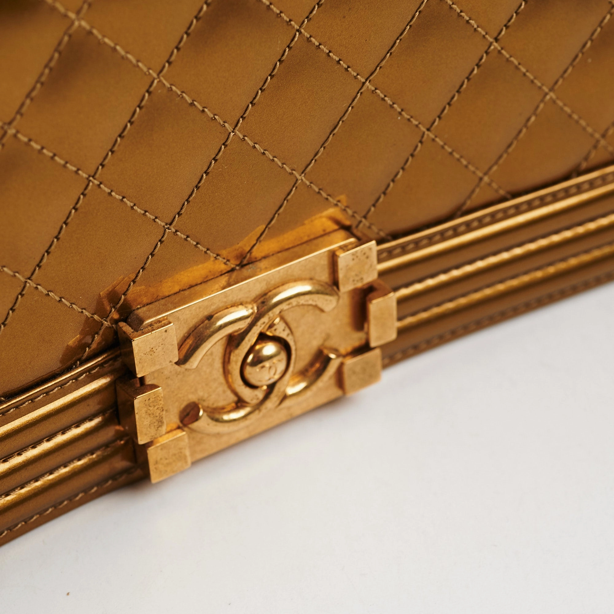 Chanel Medium Boy Patent Gold