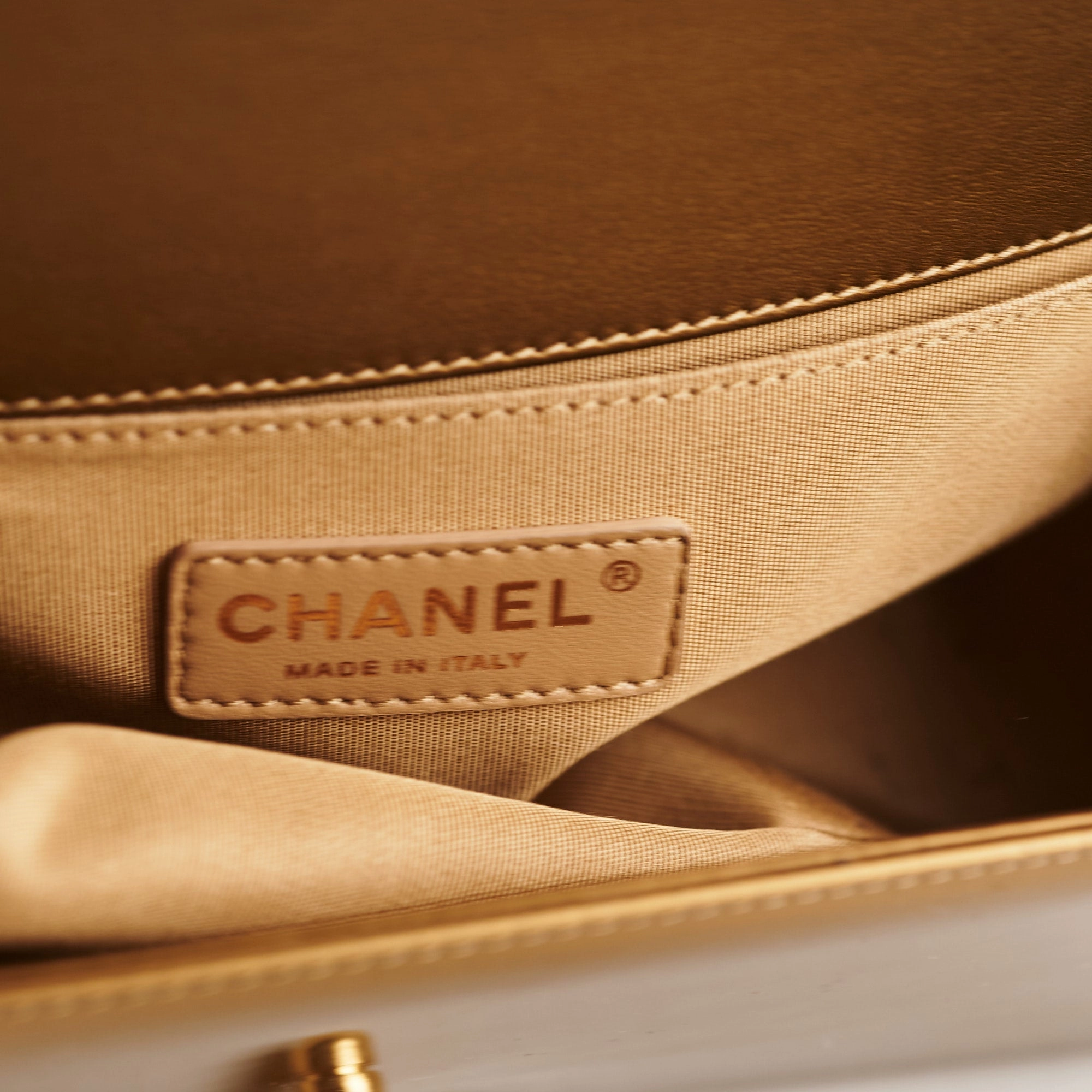 Chanel Medium Boy Patent Gold