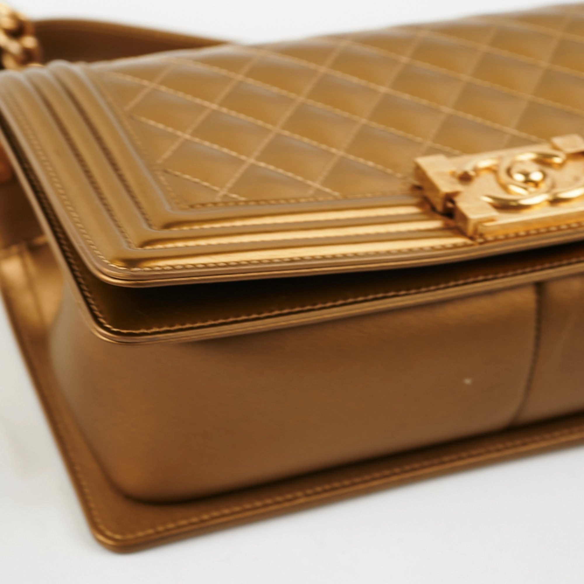 Chanel Medium Boy Patent Gold