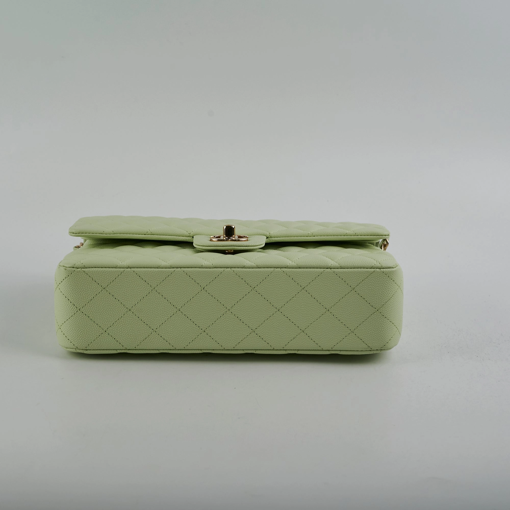 Chanel Medium Caviar Double Classic Flap Light Green