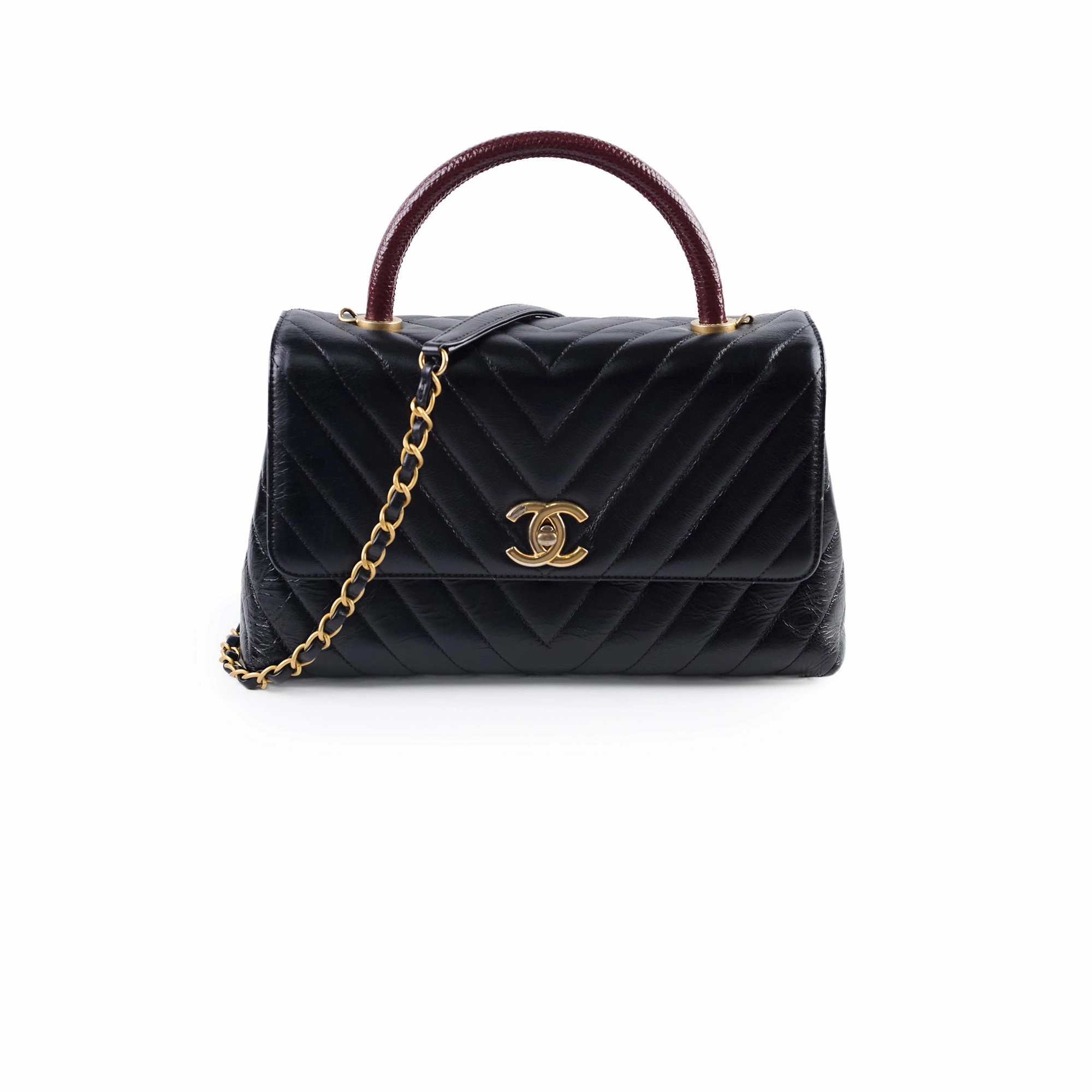 Chanel Medium Chevron Coco Handle Black