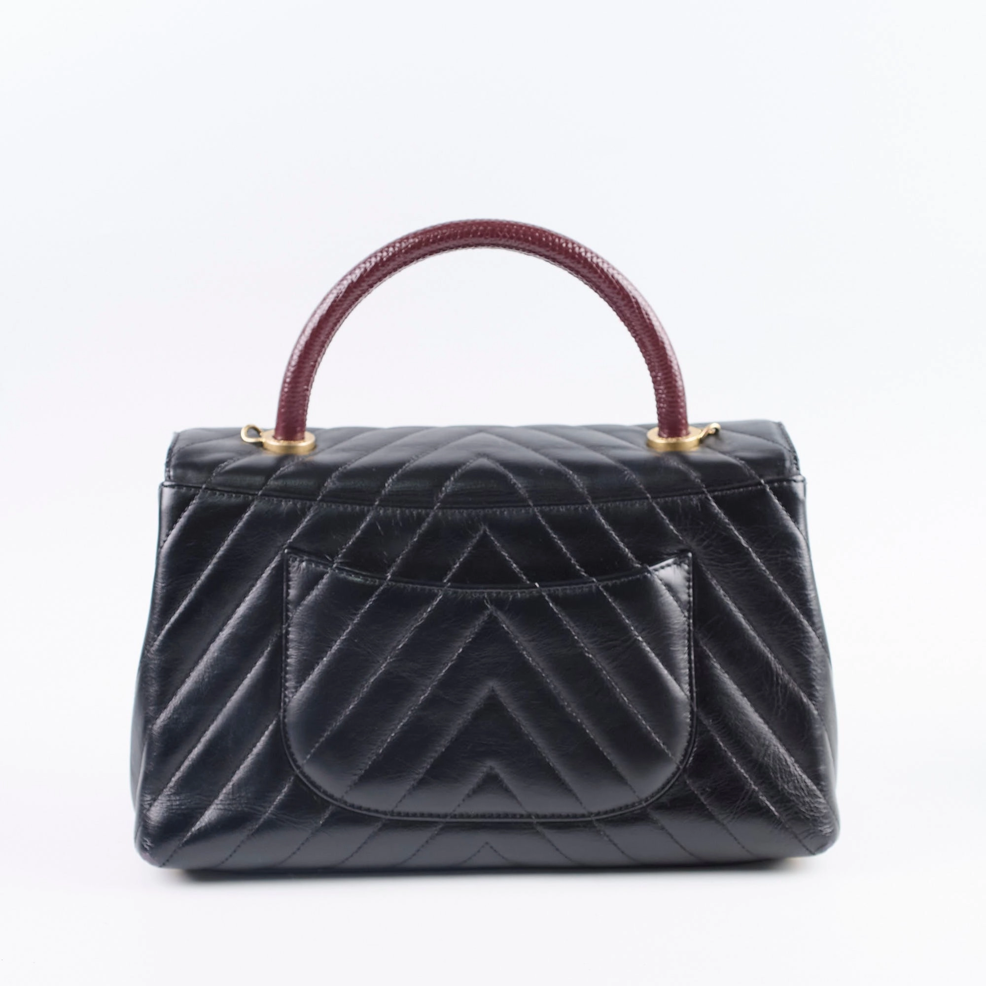 Chanel Medium Chevron Coco Handle Black