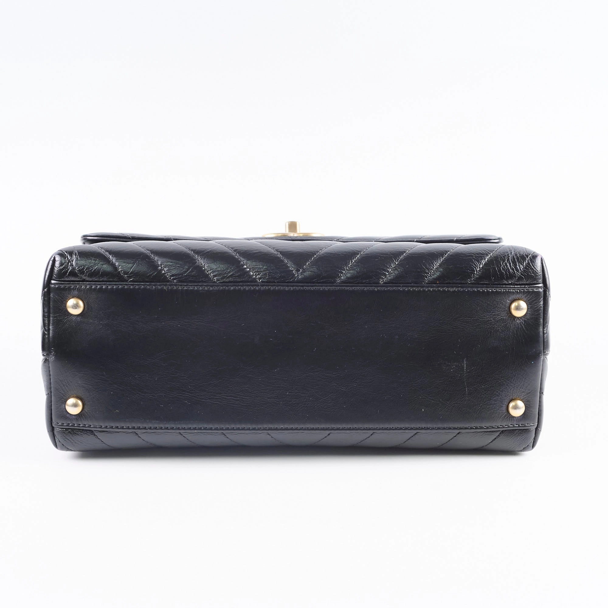 Chanel Medium Chevron Coco Handle Black