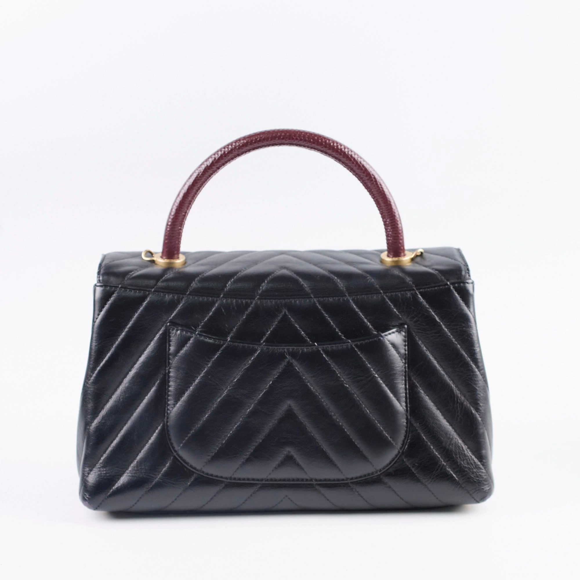 Chanel Medium Chevron Coco Handle Black