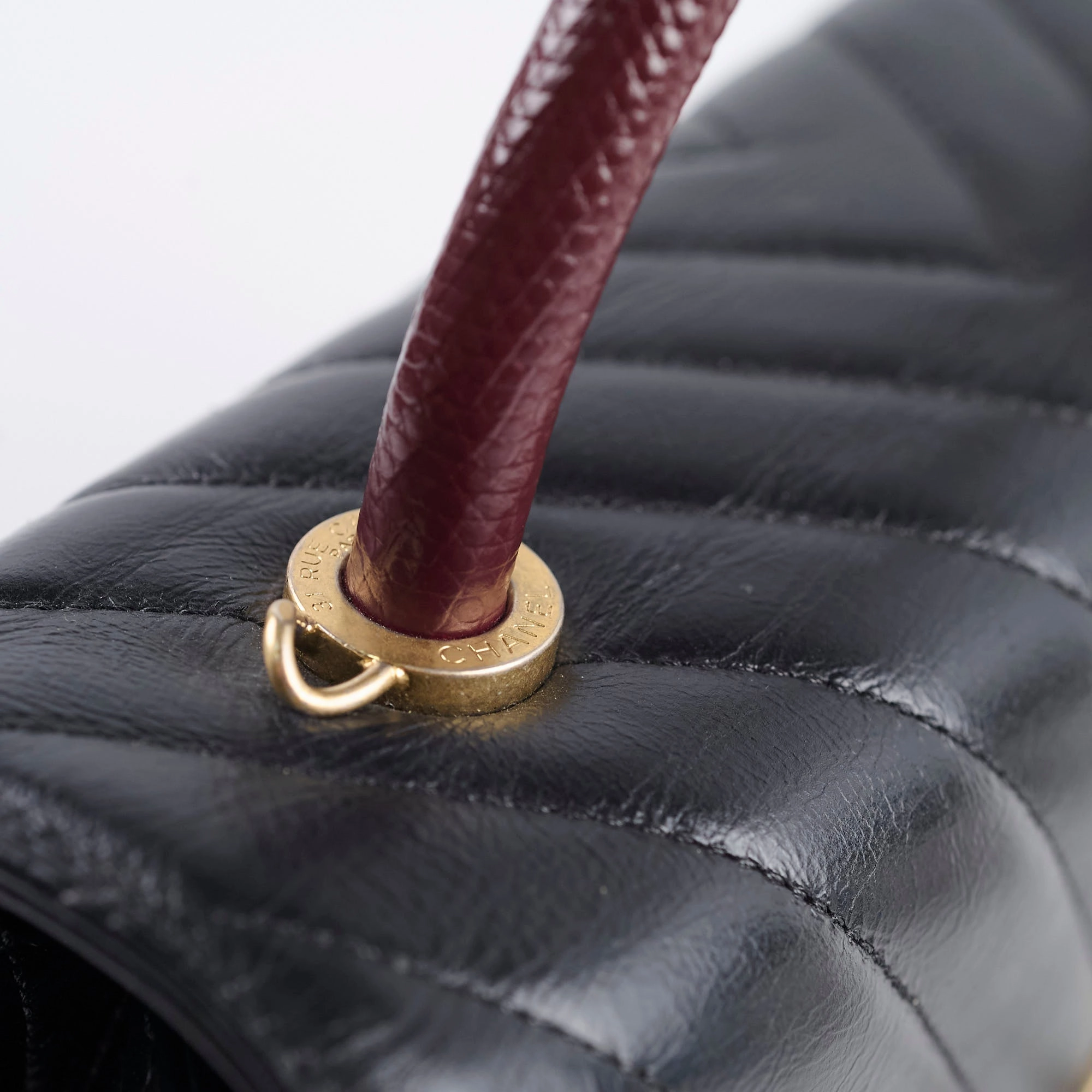 Chanel Medium Chevron Coco Handle Black