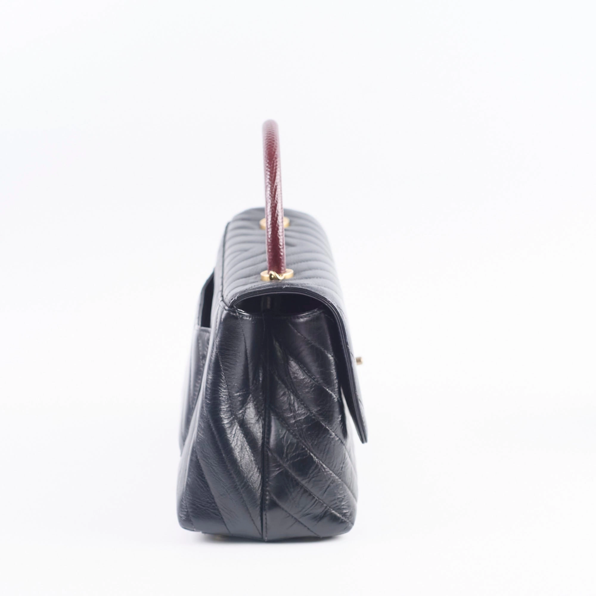 Chanel Medium Chevron Coco Handle Black