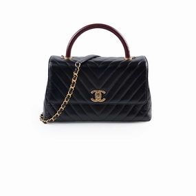Chanel Medium Chevron Coco Handle Black