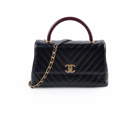 Chanel Medium Chevron Coco Handle Black