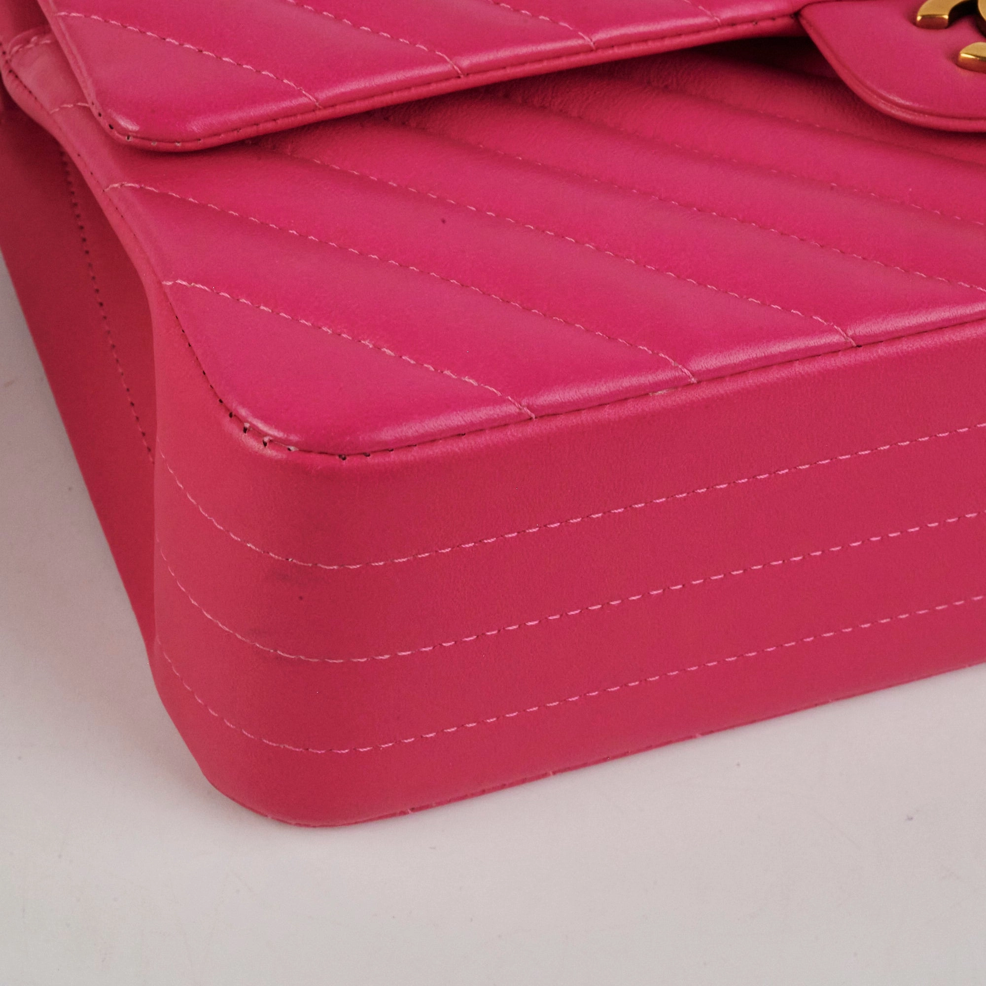 Chanel Medium Classic Flap Chevron Lambskin Pink