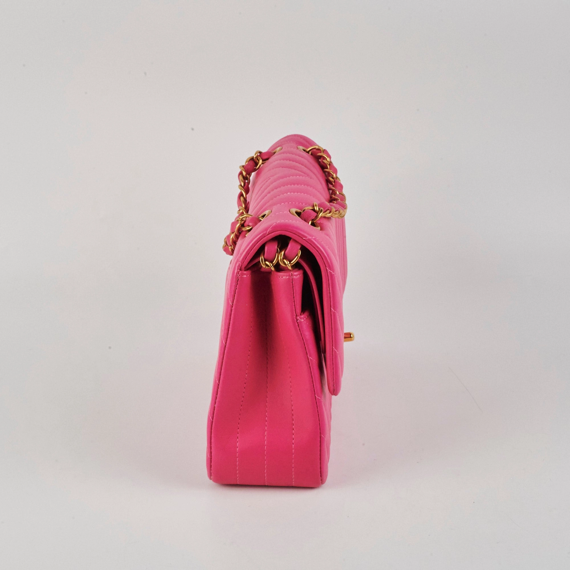 Chanel Medium Classic Flap Chevron Lambskin Pink