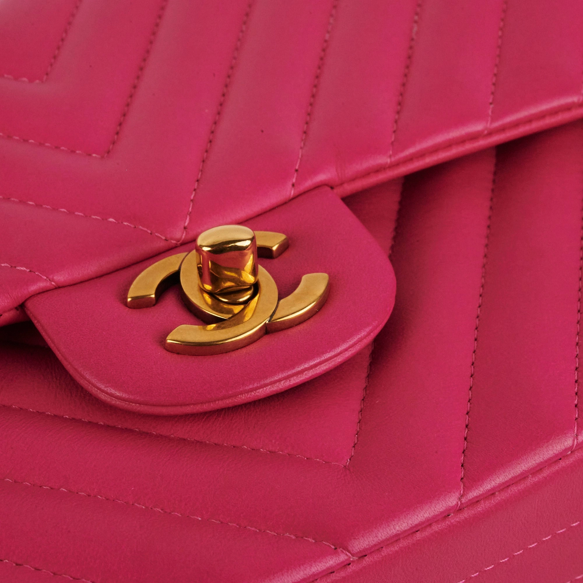 Chanel Medium Classic Flap Chevron Lambskin Pink