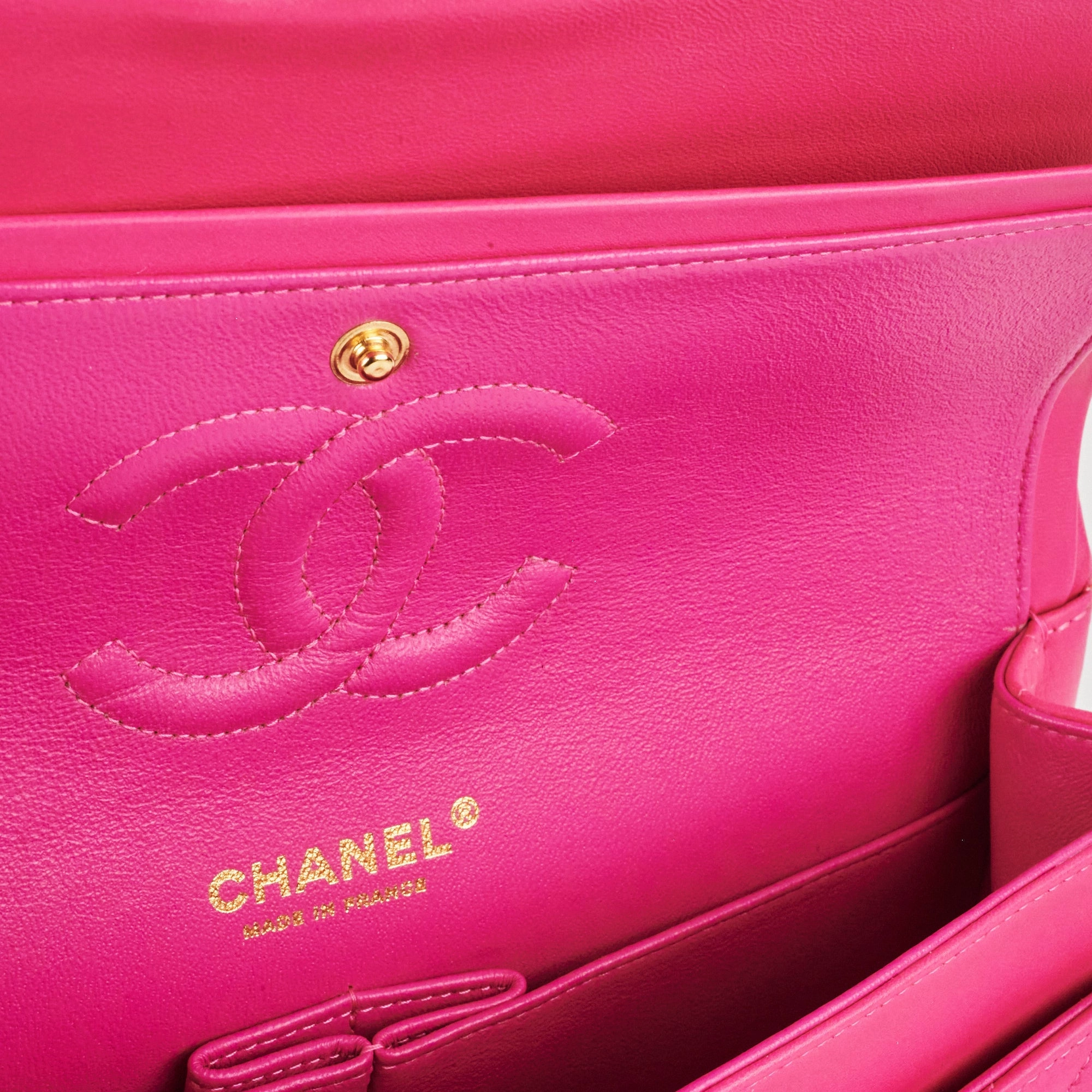 Chanel Medium Classic Flap Chevron Lambskin Pink