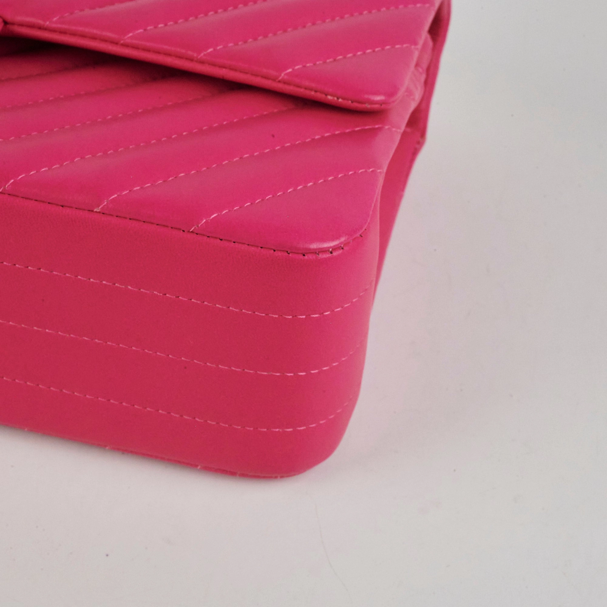 Chanel Medium Classic Flap Chevron Lambskin Pink