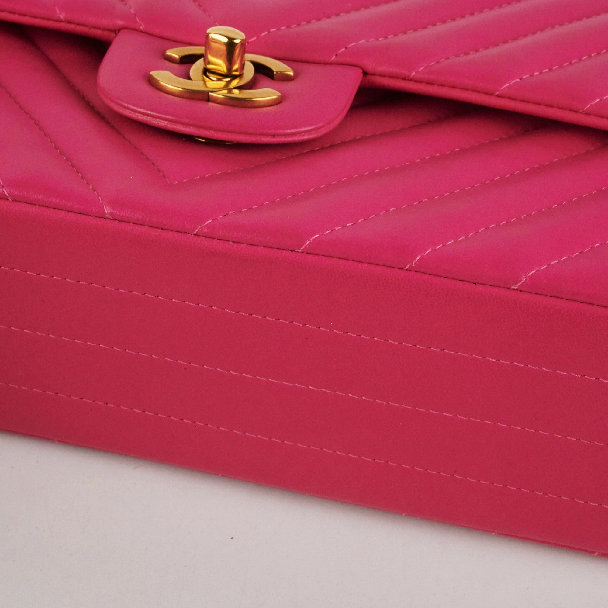 Chanel Medium Classic Flap Chevron Lambskin Pink