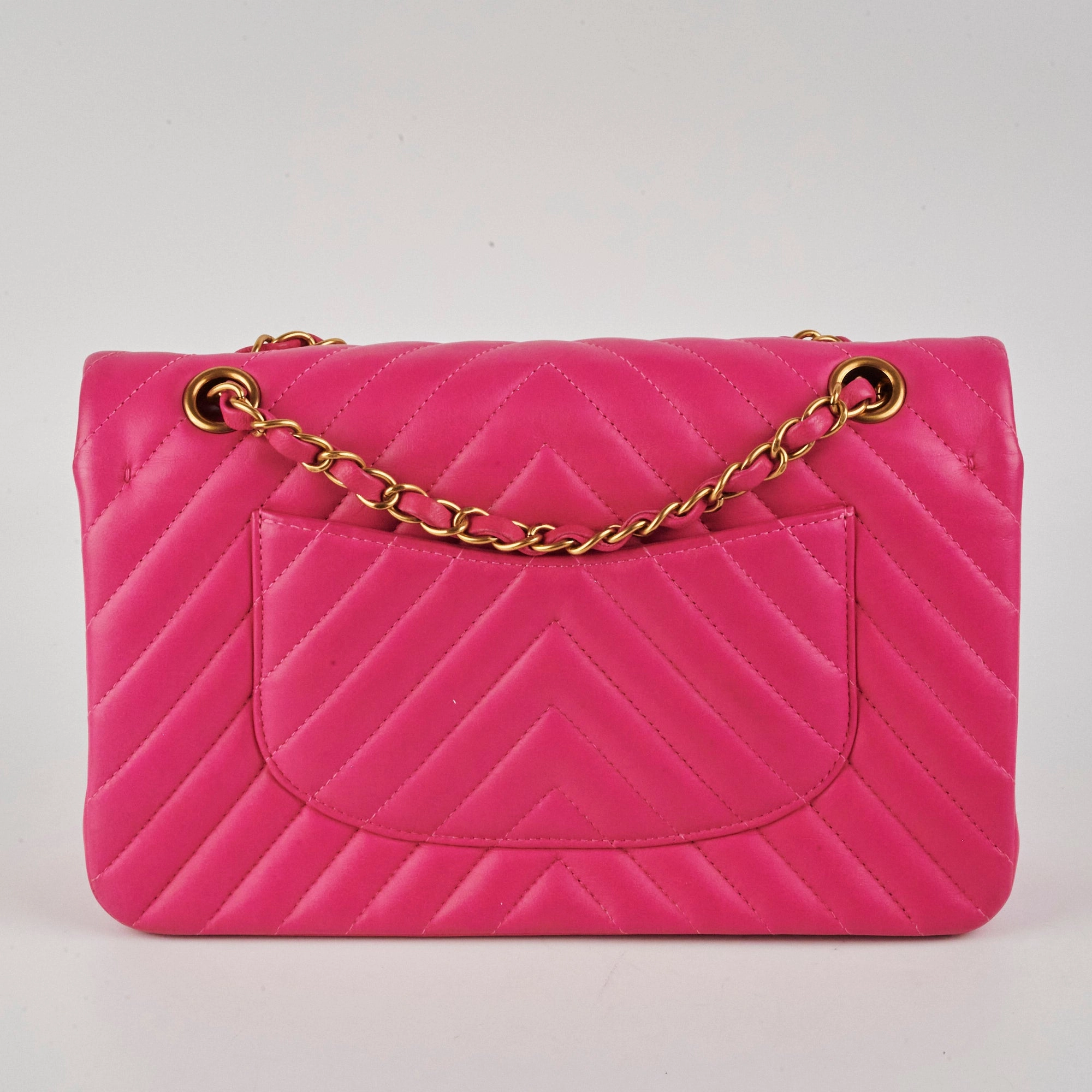 Chanel Medium Classic Flap Chevron Lambskin Pink