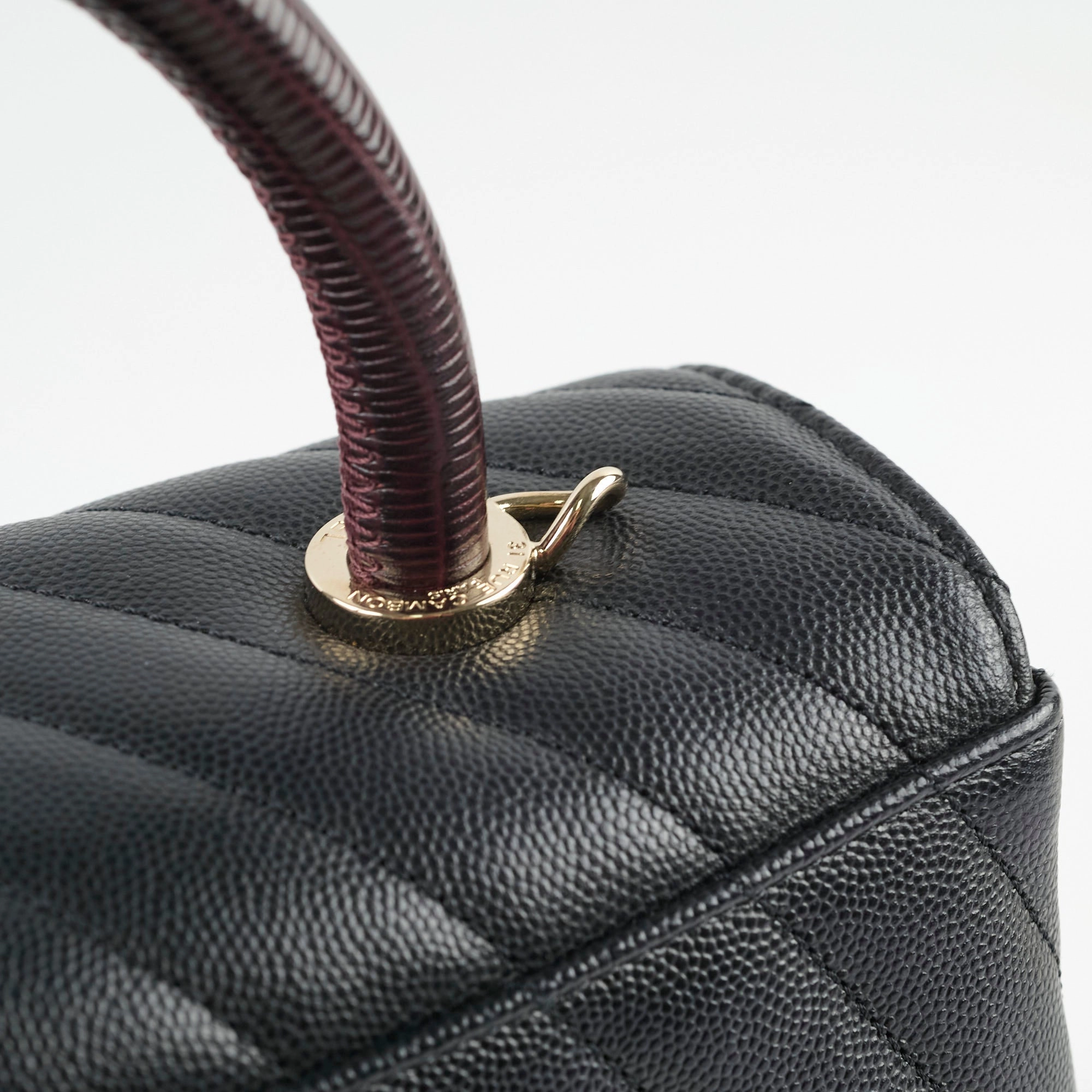Chanel Medium Coco Handle (Lizard Top Handle) Black Chevron