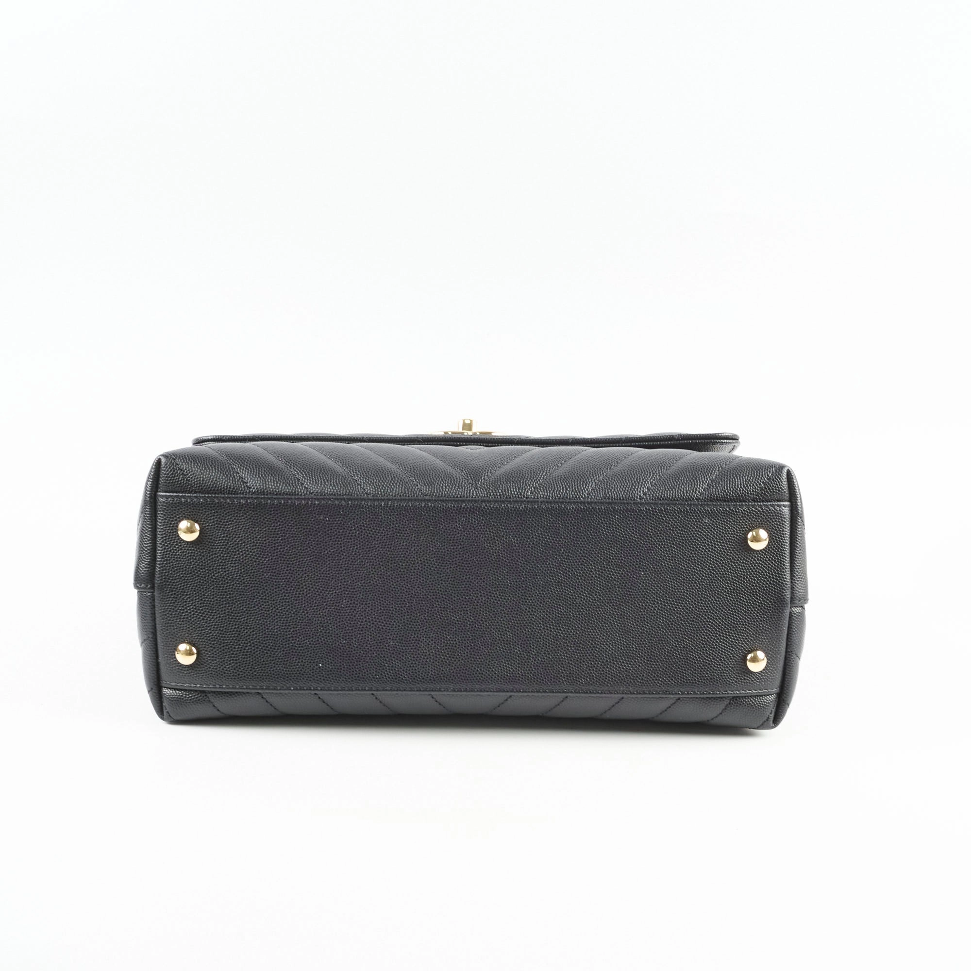 Chanel Medium Coco Handle (Lizard Top Handle) Black Chevron