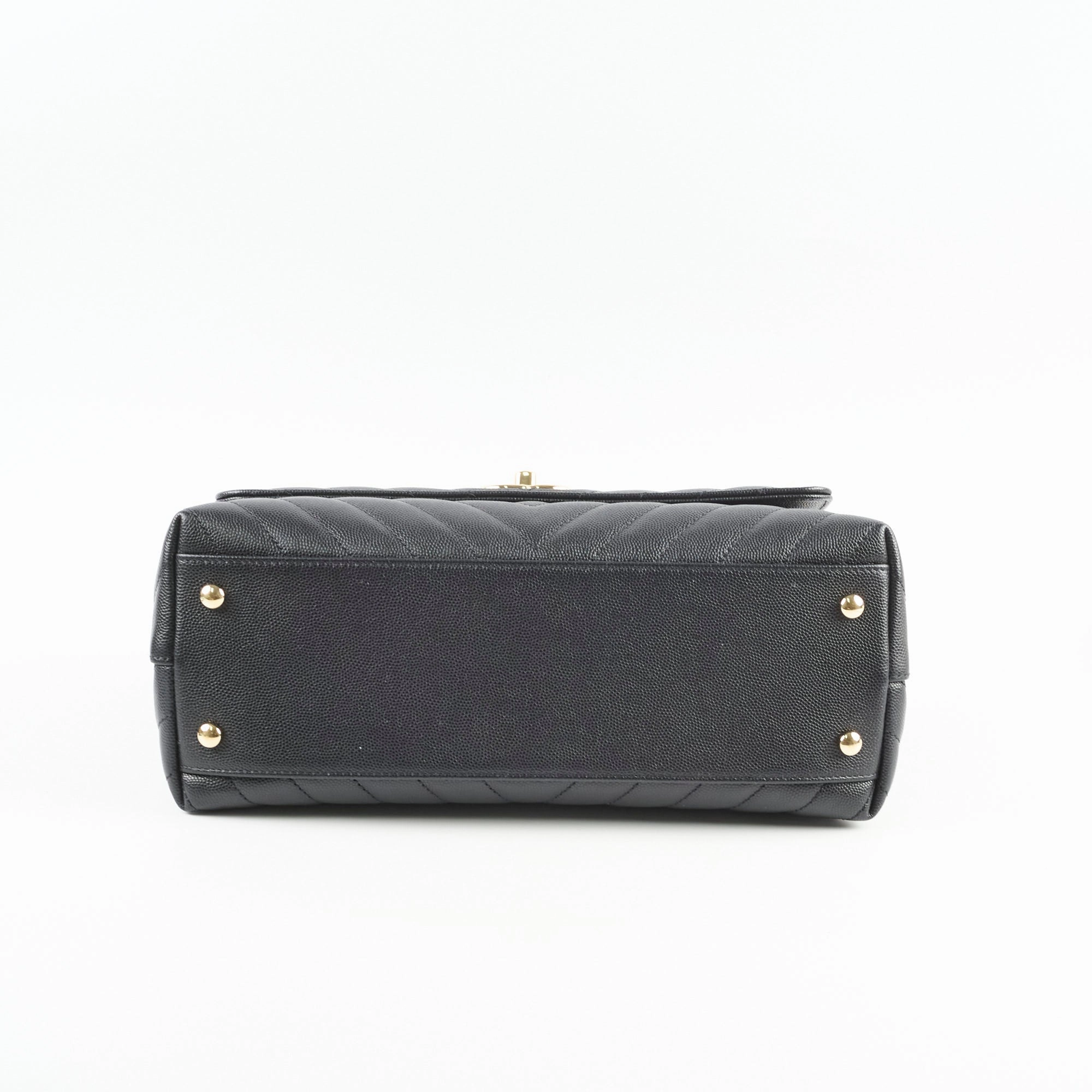 Chanel Medium Coco Handle (Lizard Top Handle) Black Chevron