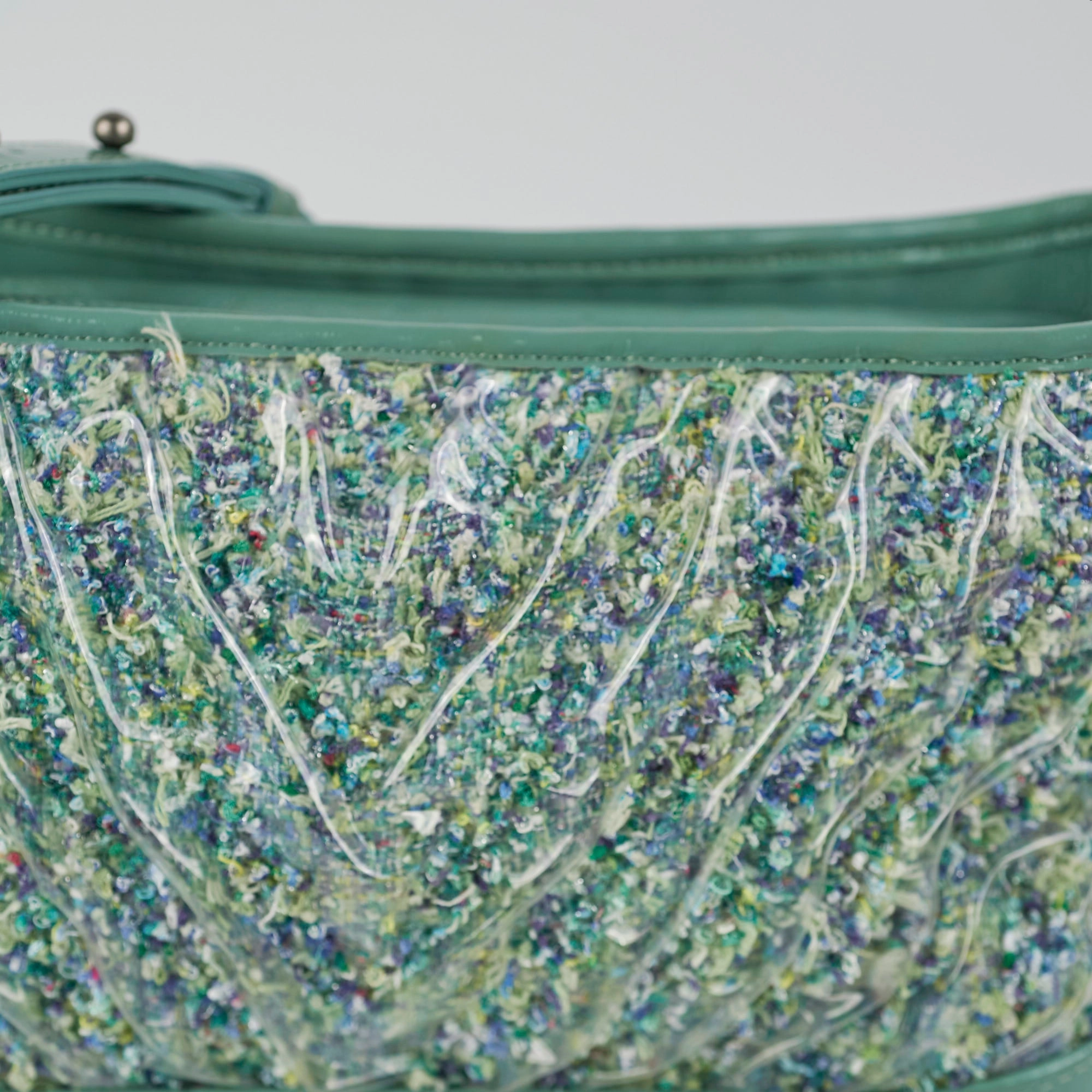 Chanel Medium Gabrielle Green Tweed/PVC- Series 25