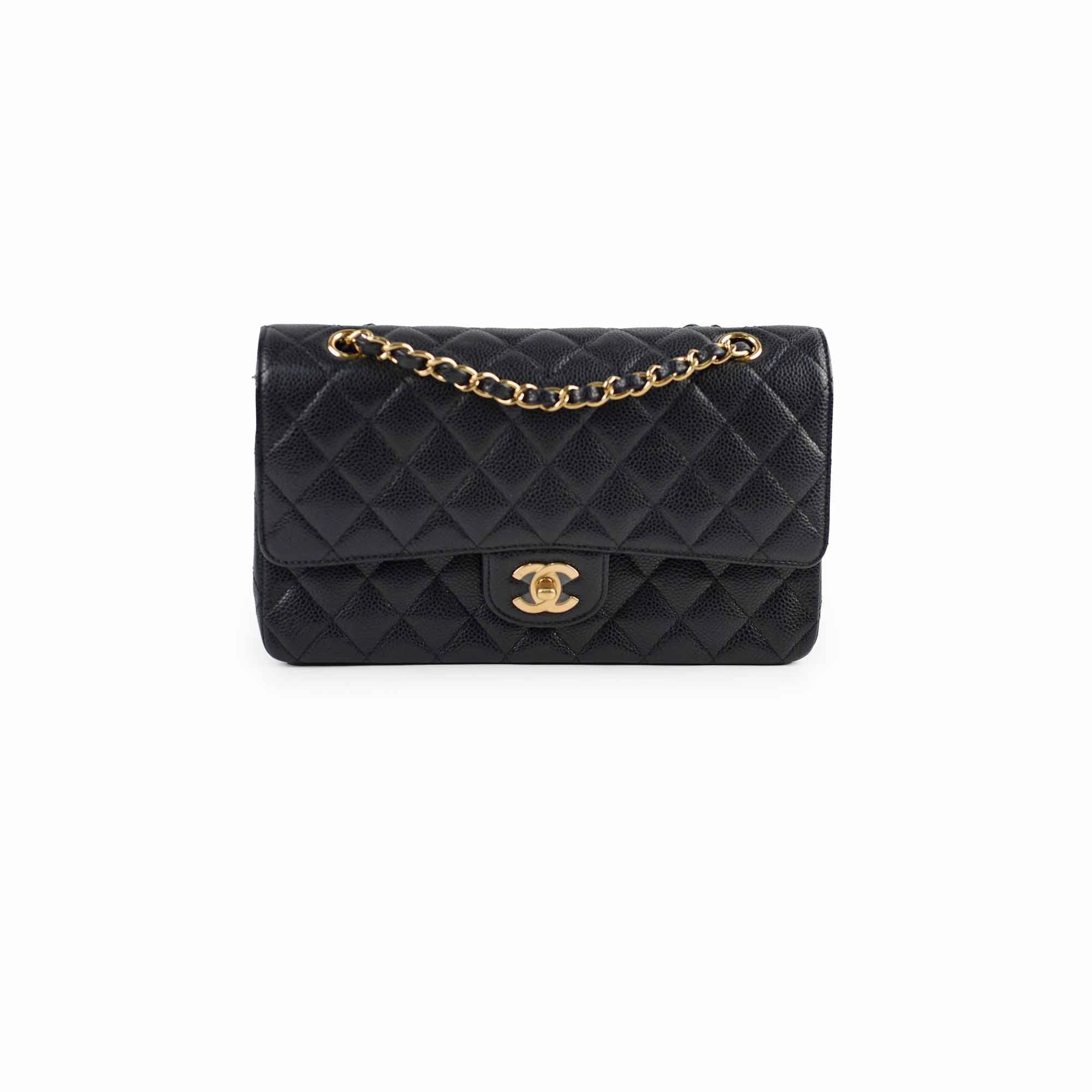 Chanel Medium/Large Caviar 24k Double Classic Flap Black
