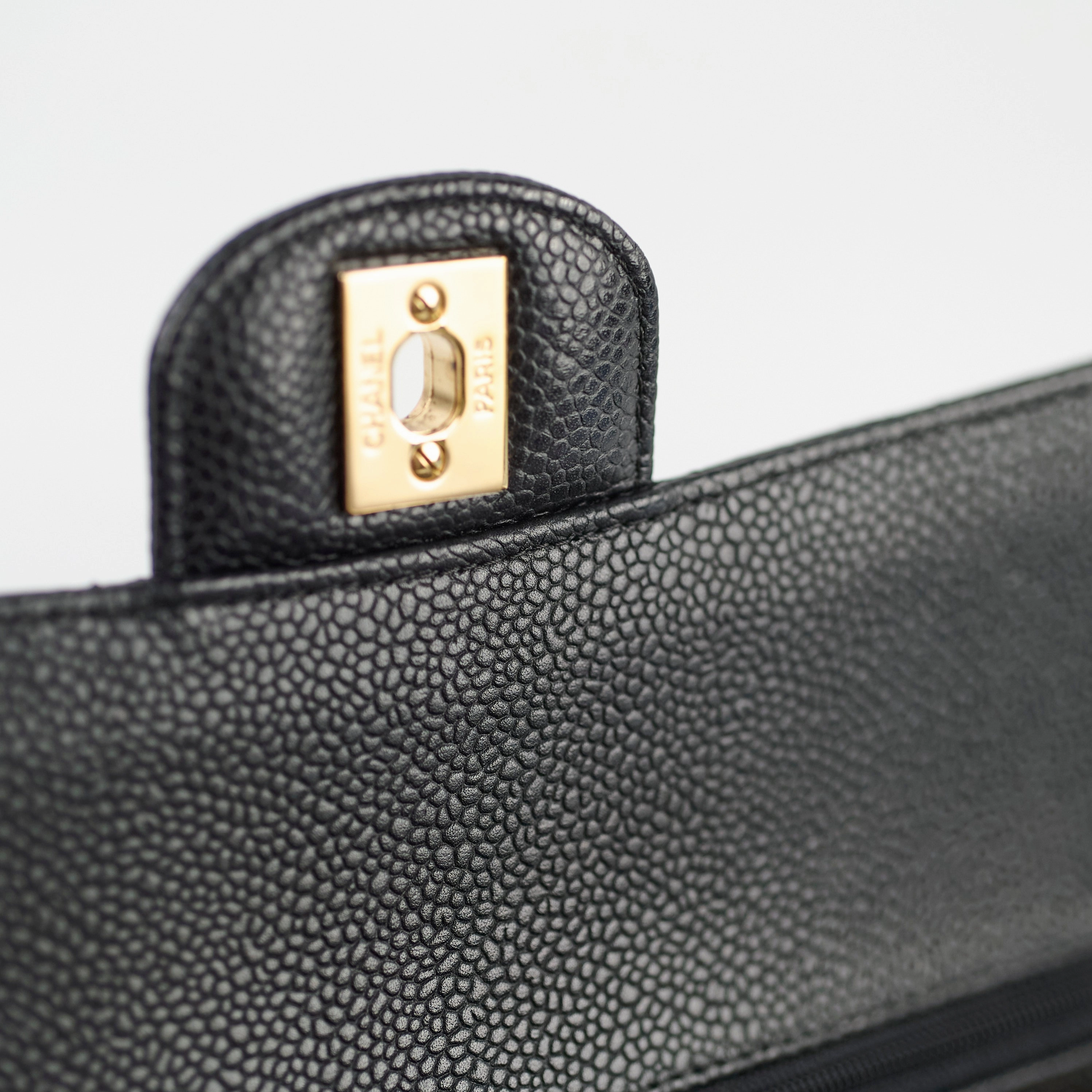 Chanel Medium/Large Caviar 24k Double Classic Flap Black