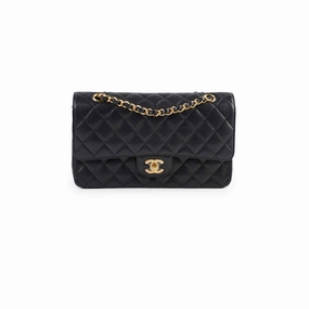 Chanel Medium/Large Caviar 24k Double Classic Flap Black