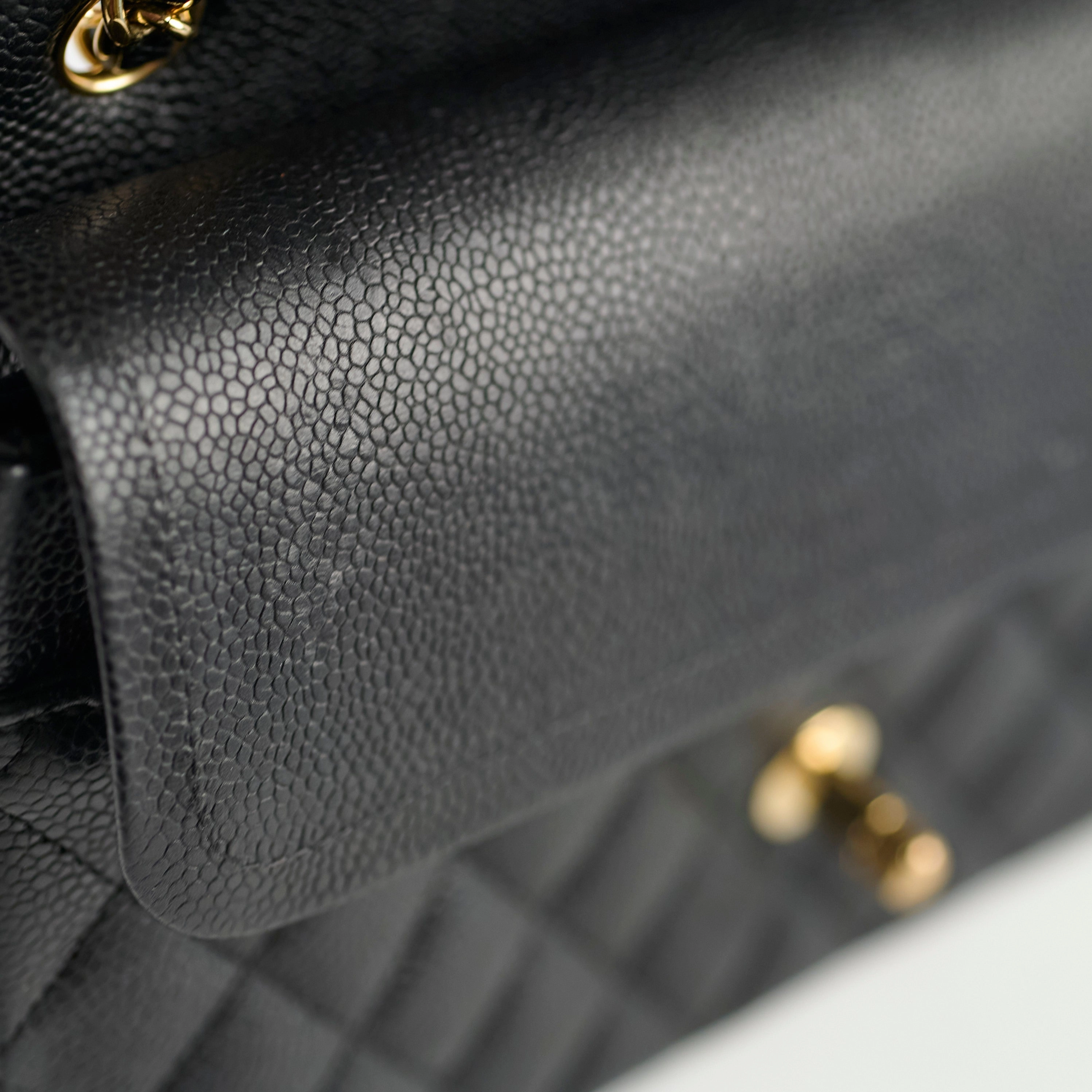 Chanel Medium/Large Caviar 24k Double Classic Flap Black