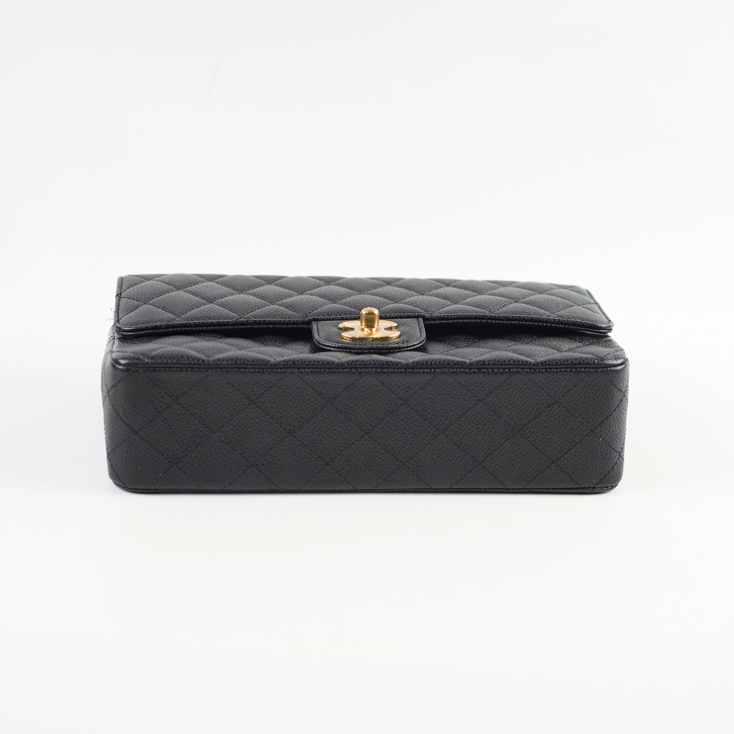 Chanel Medium/Large Caviar 24k Double Classic Flap Black