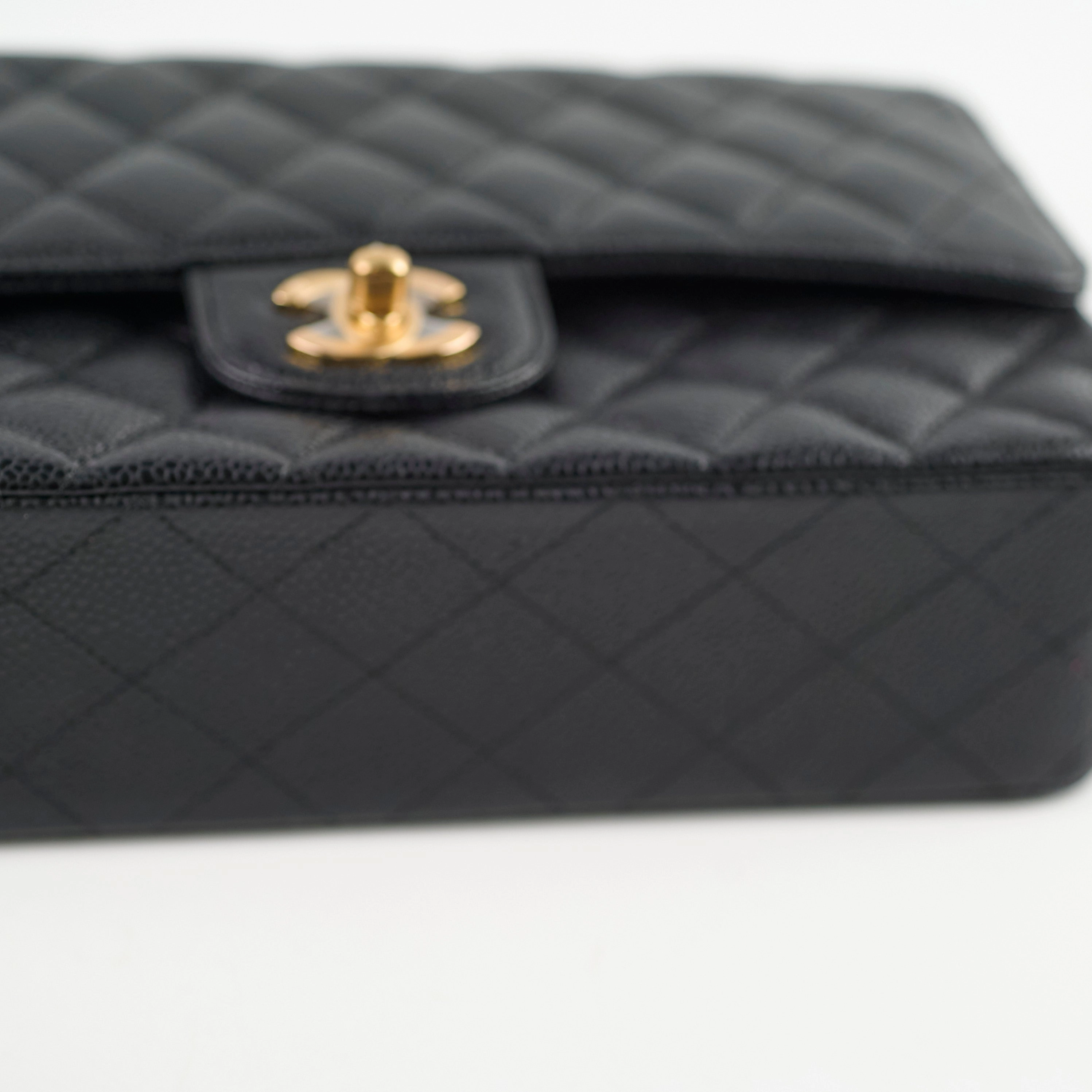 Chanel Medium/Large Caviar 24k Double Classic Flap Black