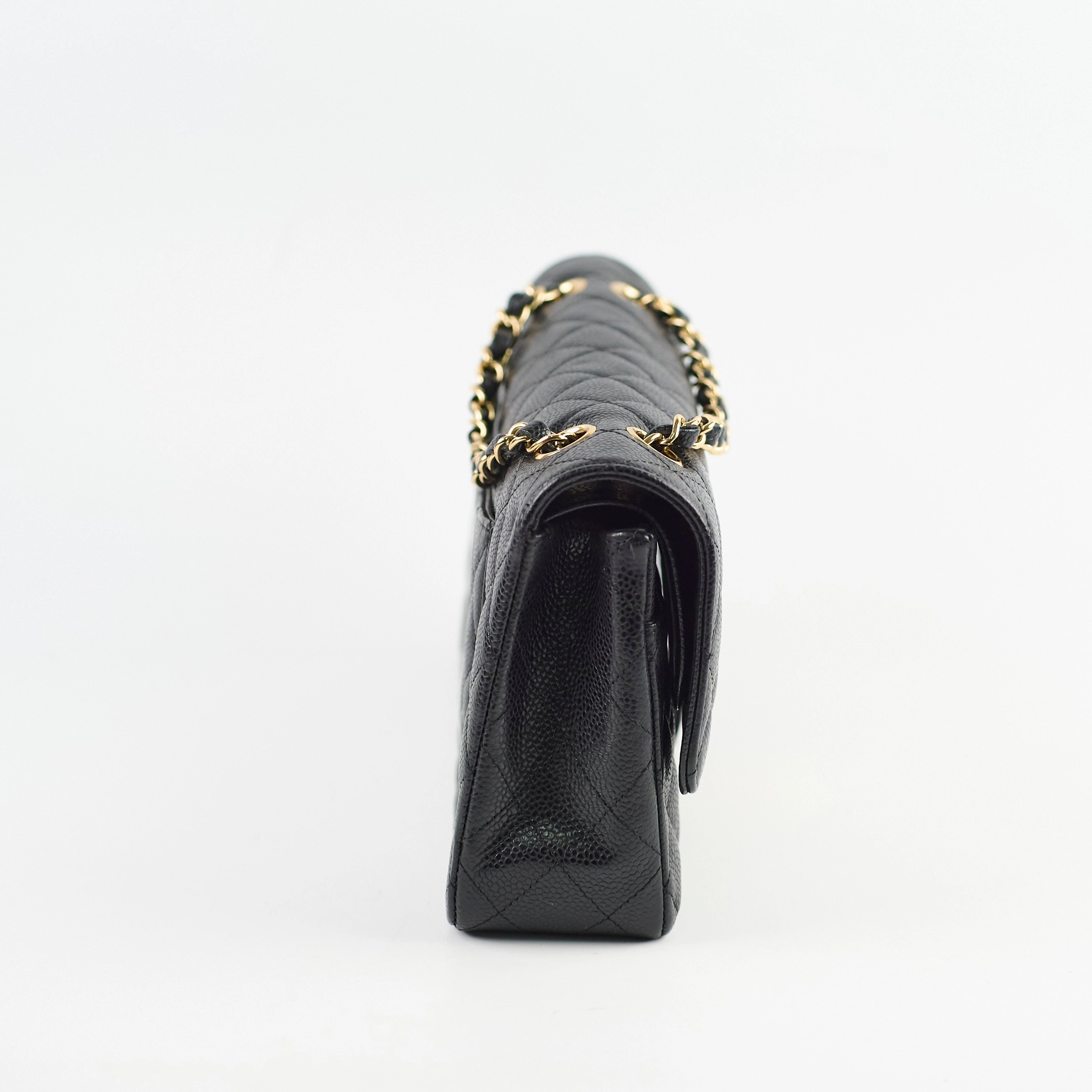 Chanel Medium/Large Caviar 24k Double Classic Flap Black