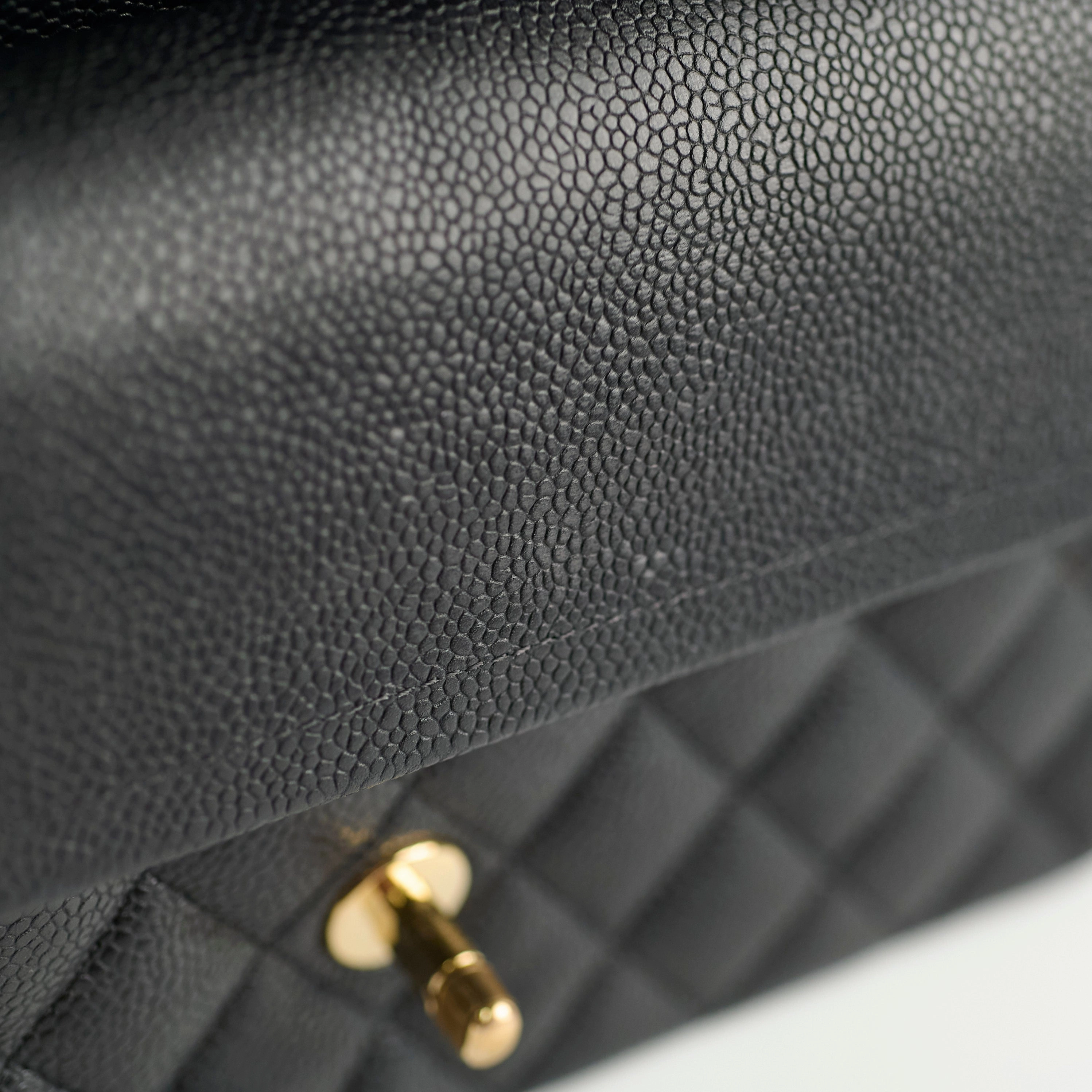 Chanel Medium/Large Caviar 24k Double Classic Flap Black