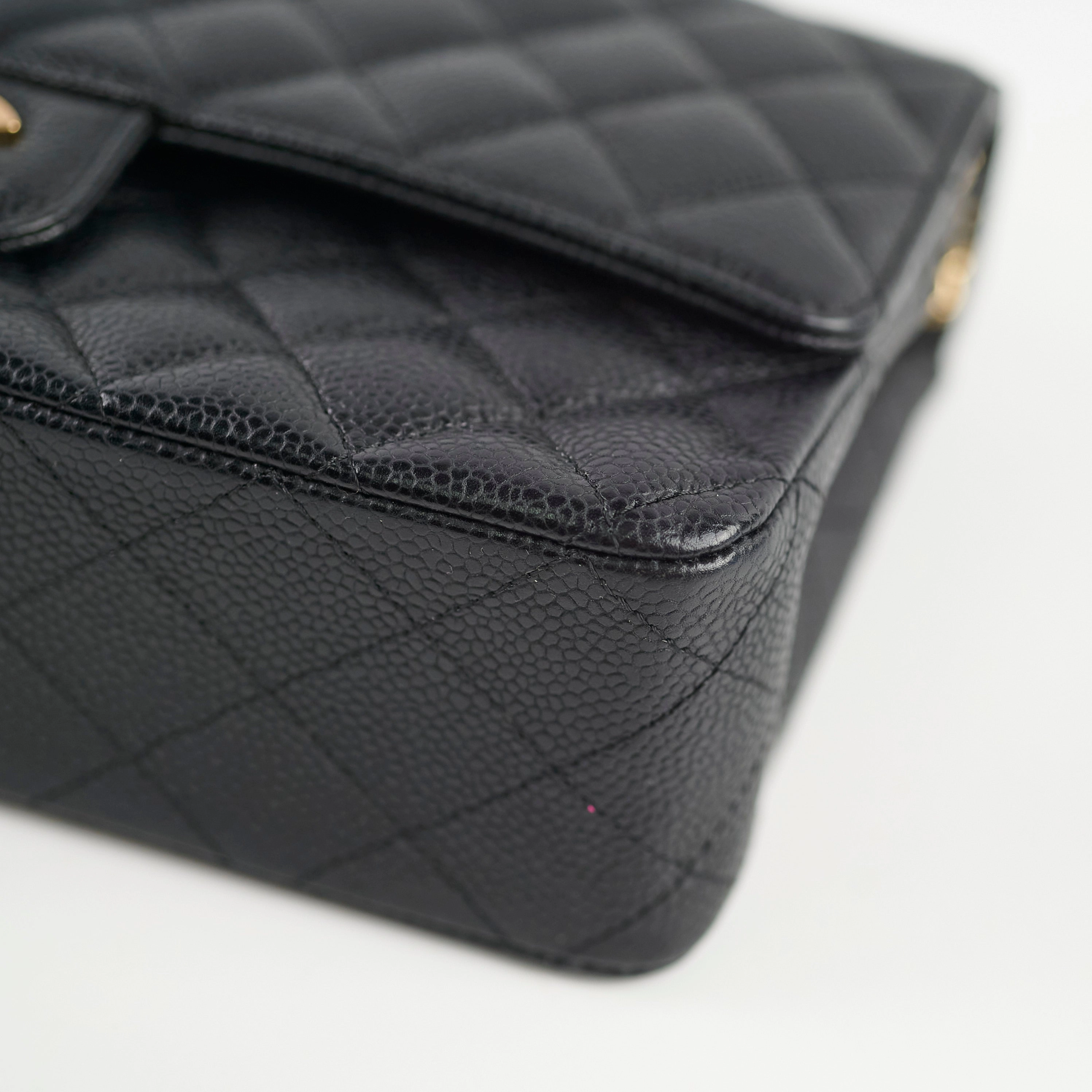 Chanel Medium/Large Caviar 24k Double Classic Flap Black