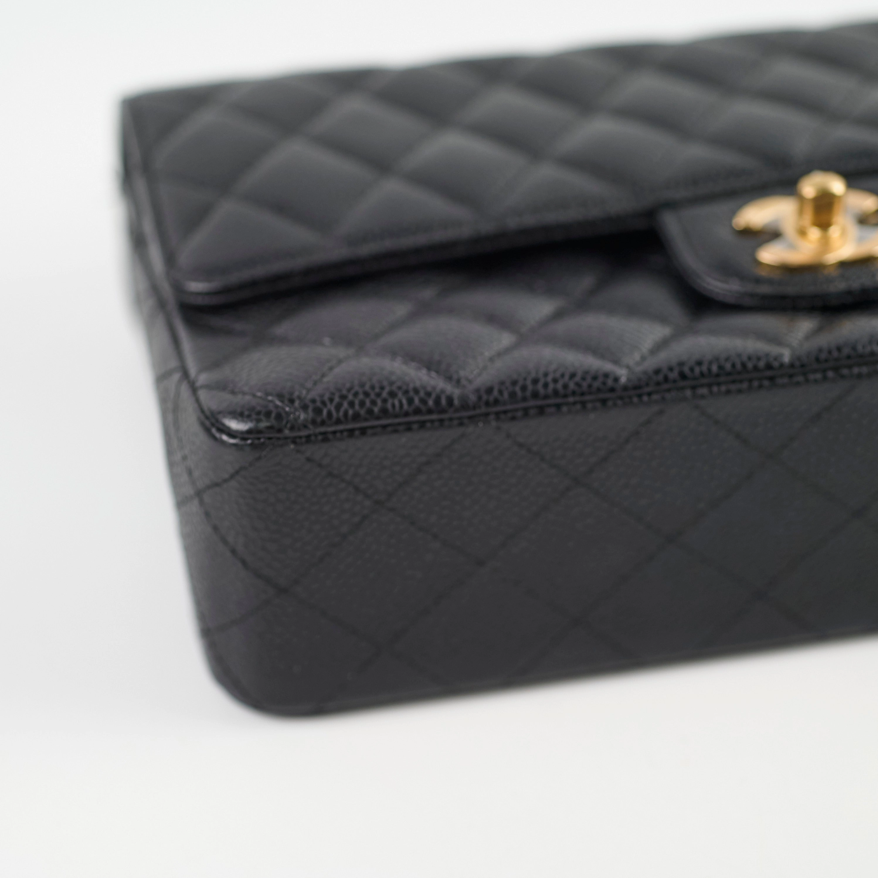 Chanel Medium/Large Caviar 24k Double Classic Flap Black