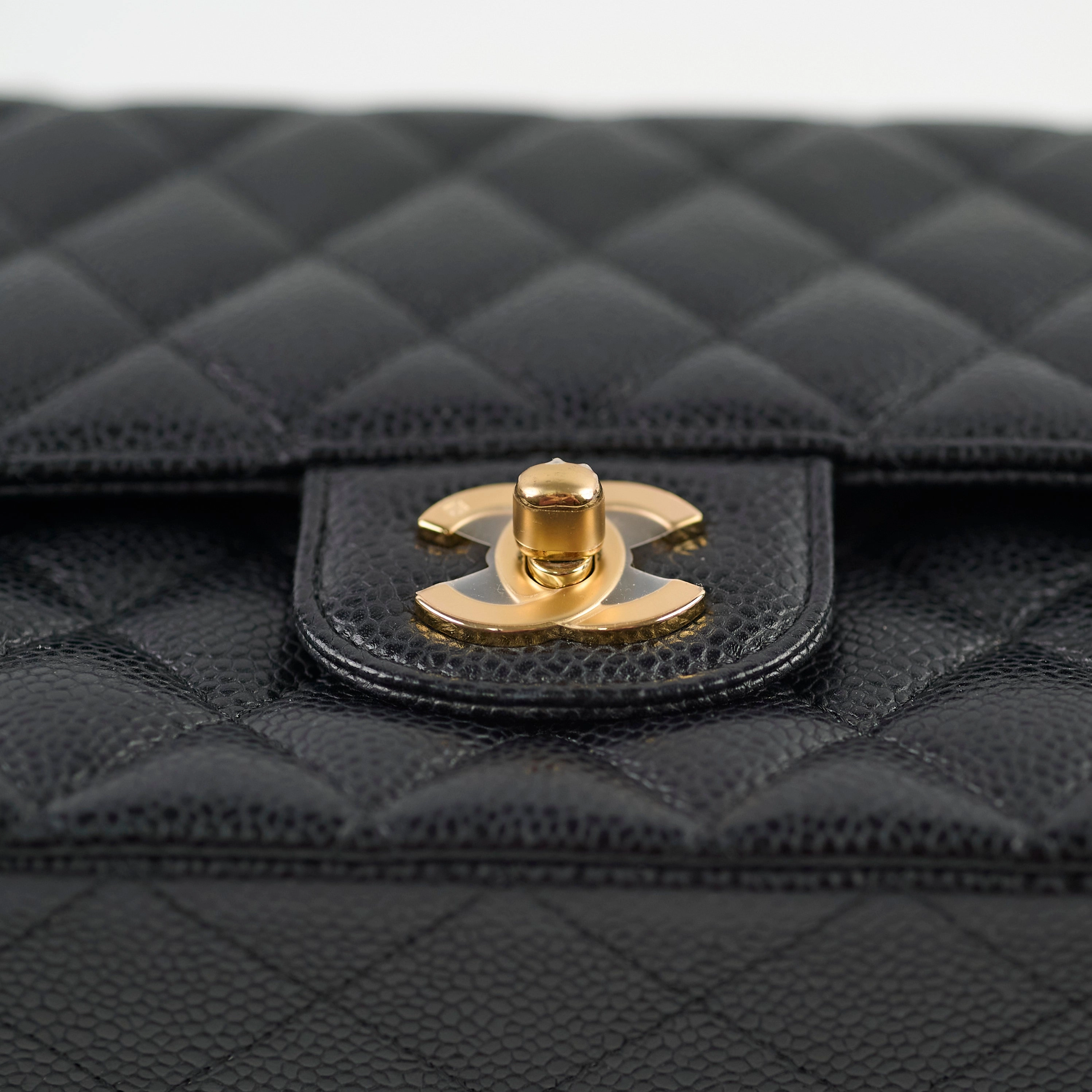 Chanel Medium/Large Caviar 24k Double Classic Flap Black