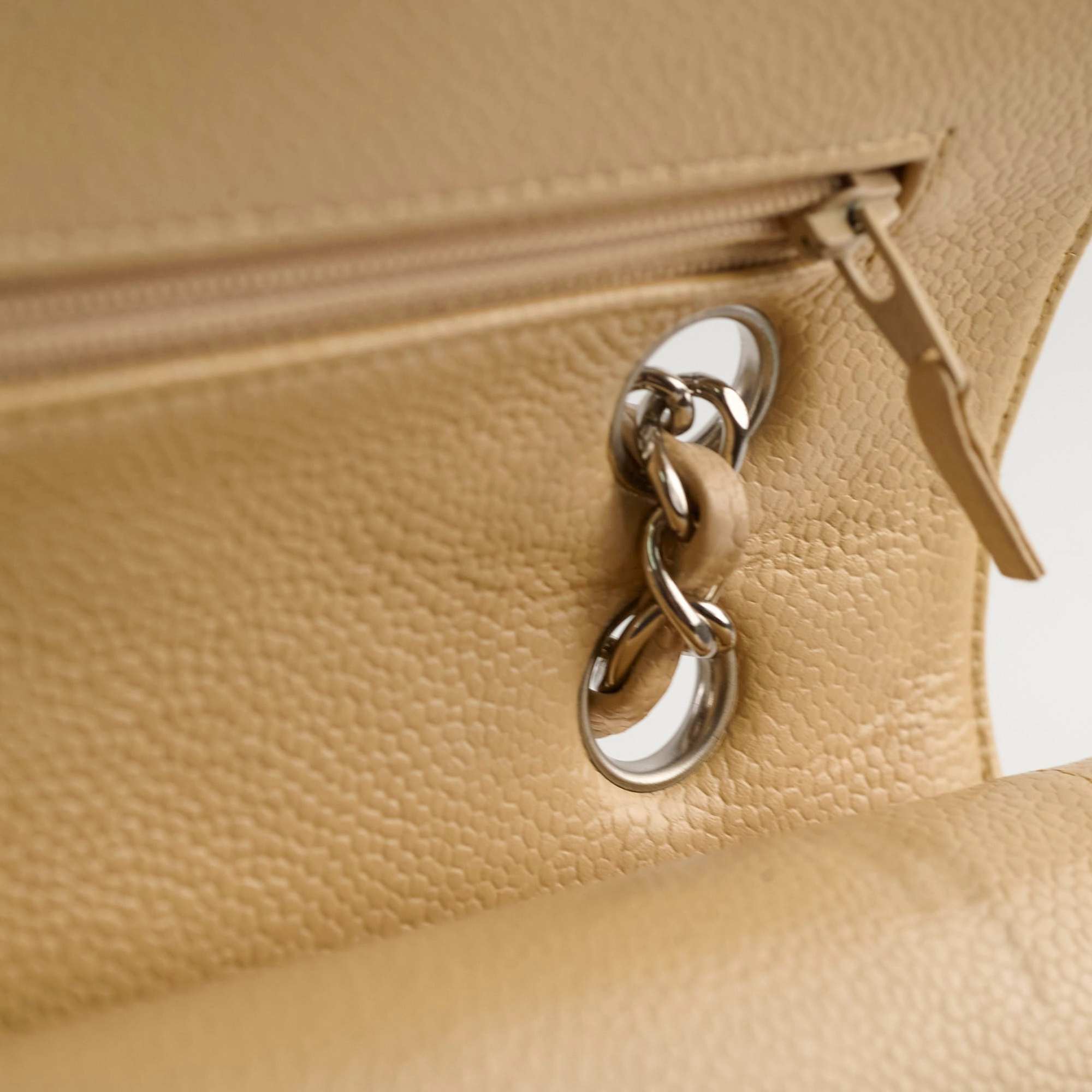 Chanel Medium/Large Caviar Double Classic Flap Beige