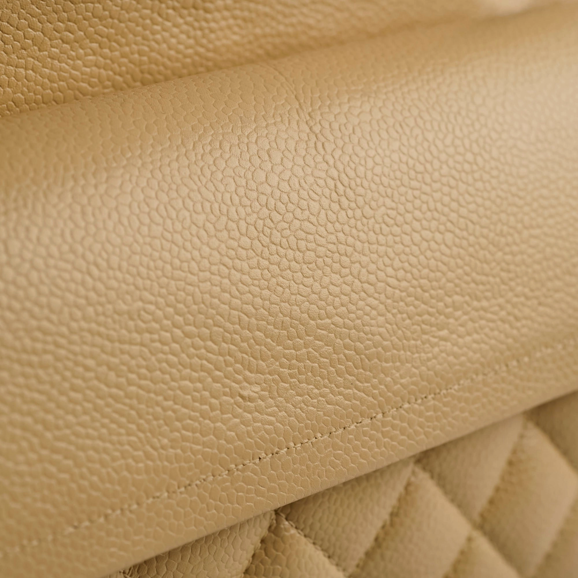 Chanel Medium/Large Caviar Double Classic Flap Beige