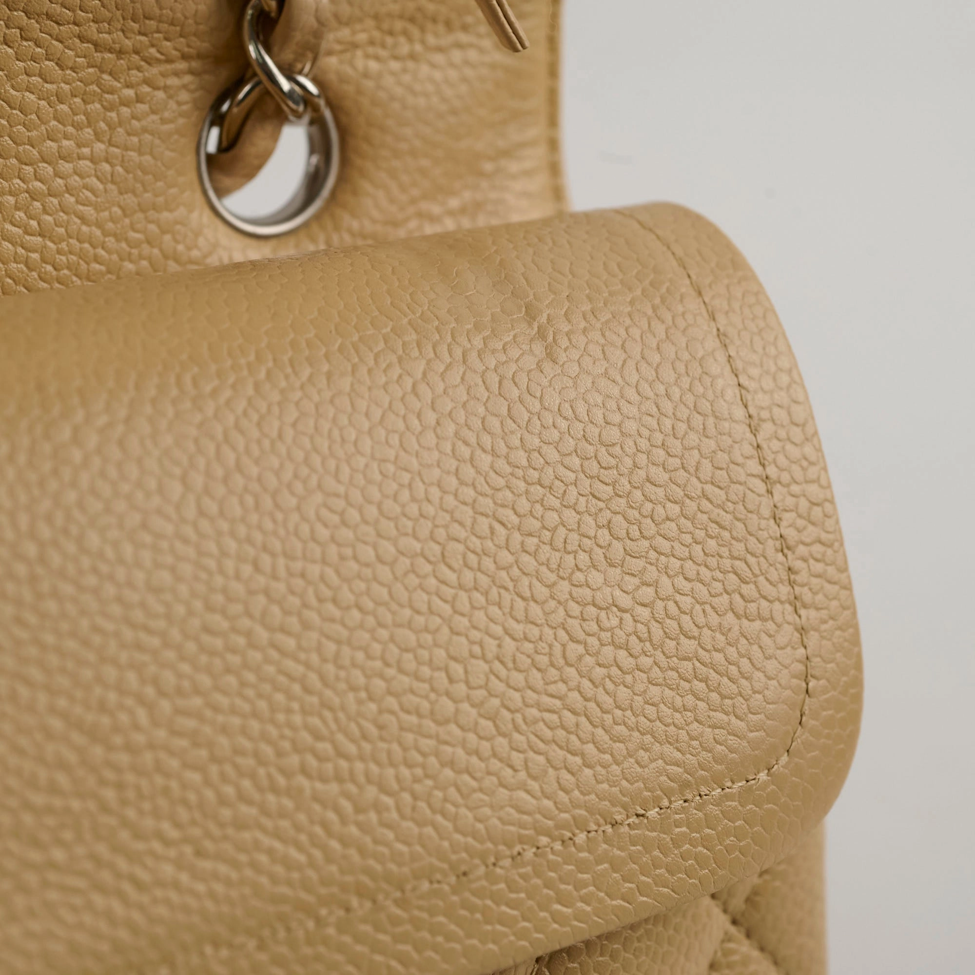Chanel Medium/Large Caviar Double Classic Flap Beige