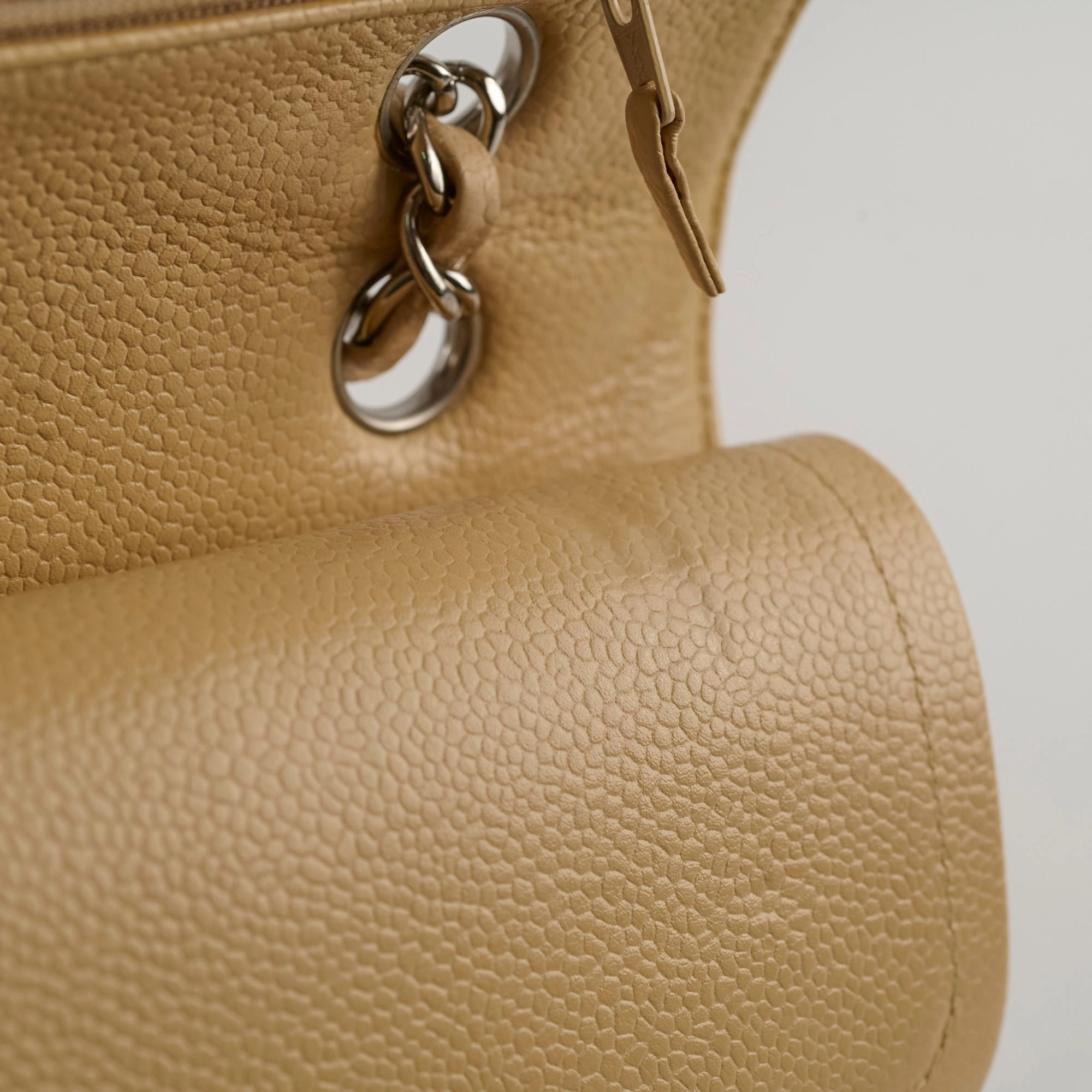 Chanel Medium/Large Caviar Double Classic Flap Beige