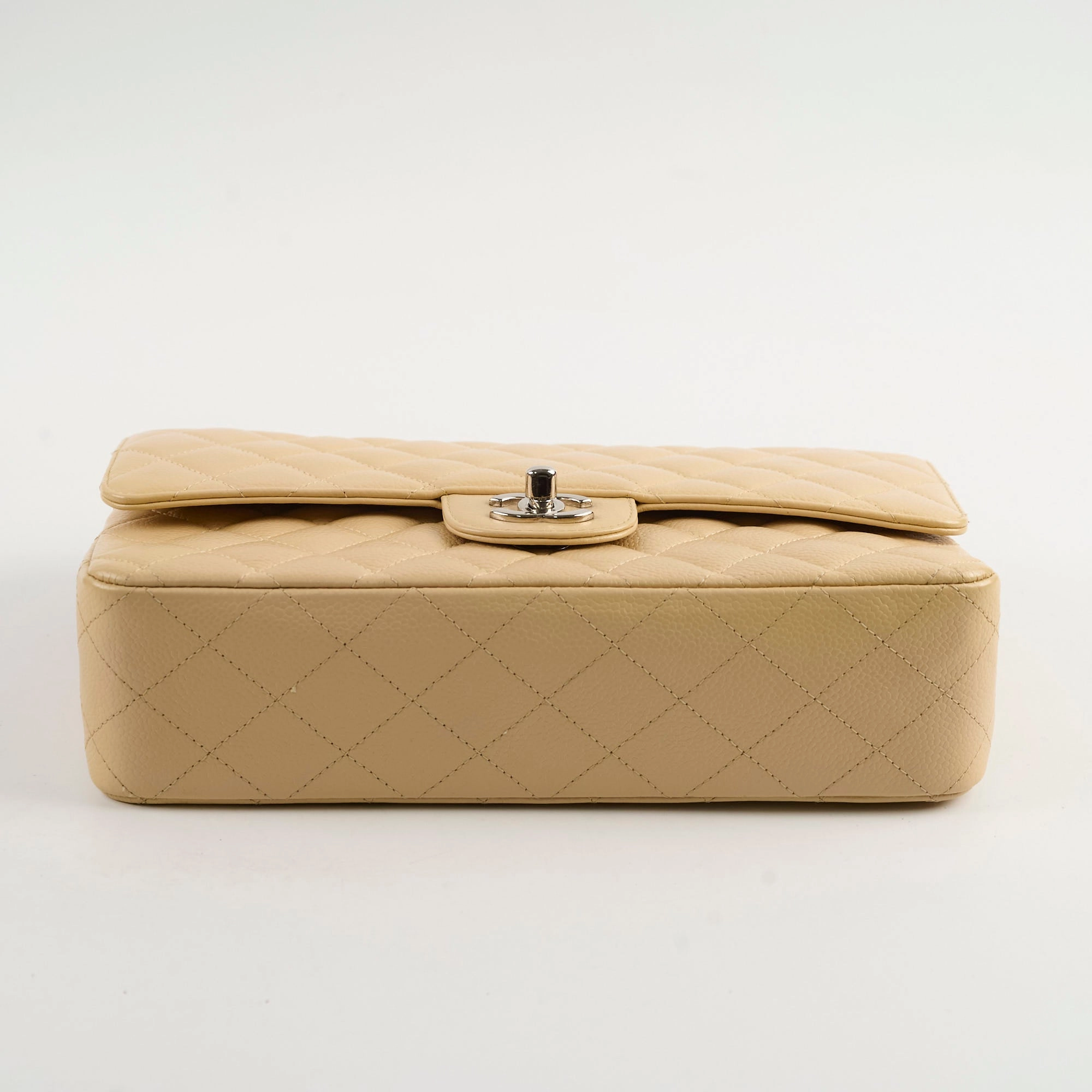 Chanel Medium/Large Caviar Double Classic Flap Beige