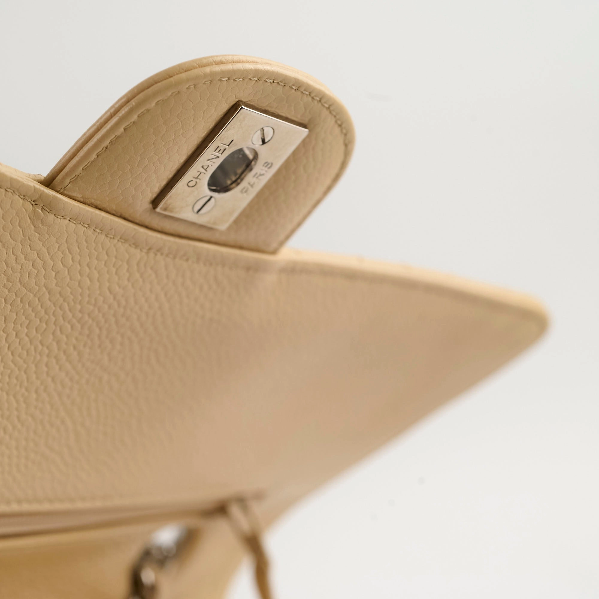 Chanel Medium/Large Caviar Double Classic Flap Beige