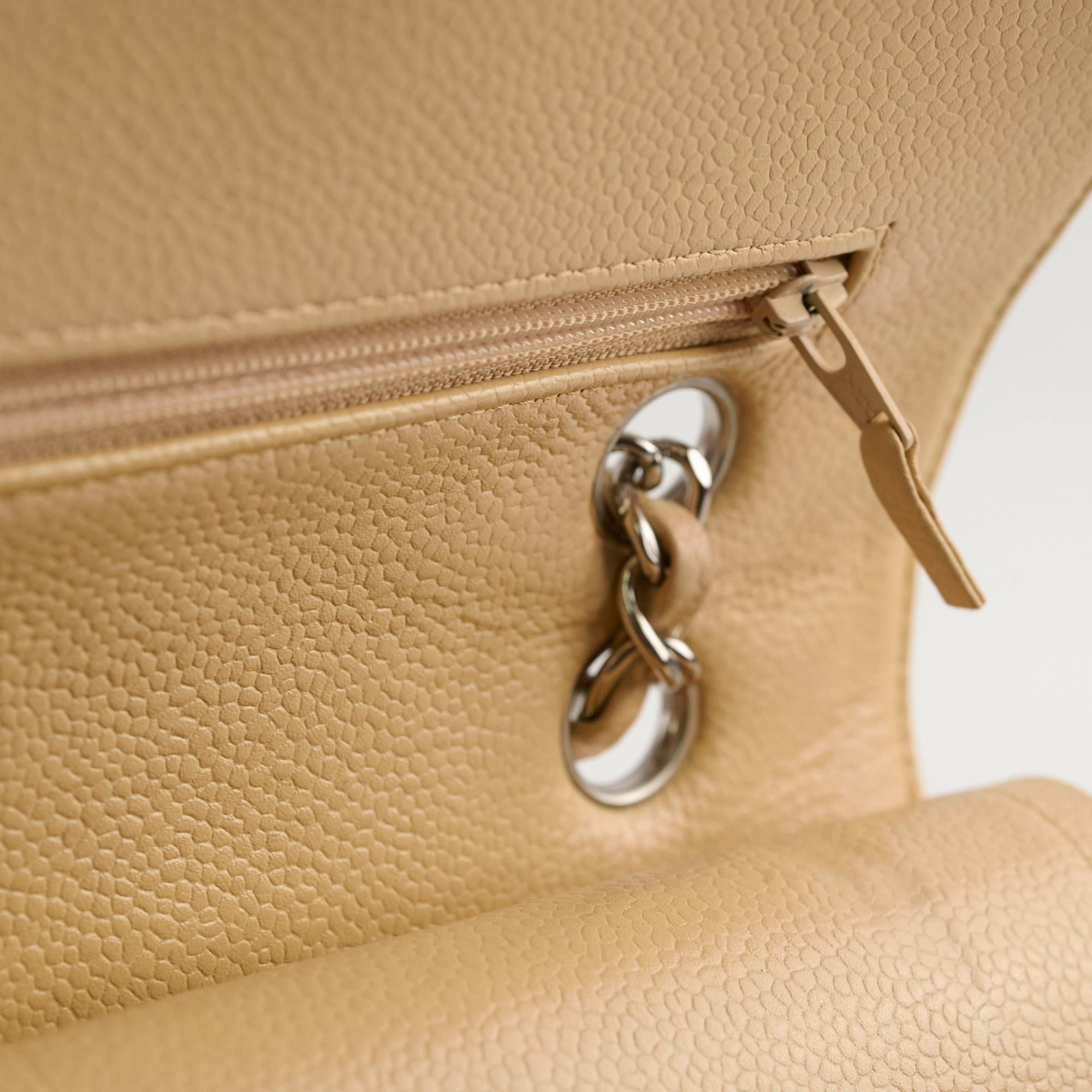 Chanel Medium/Large Caviar Double Classic Flap Beige