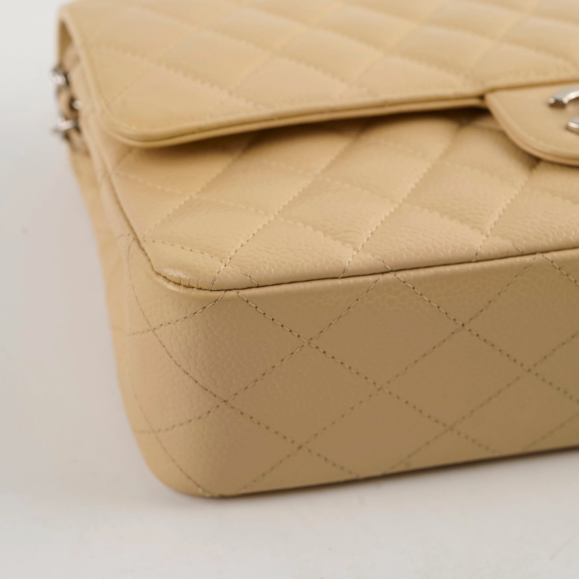 Chanel Medium/Large Caviar Double Classic Flap Beige