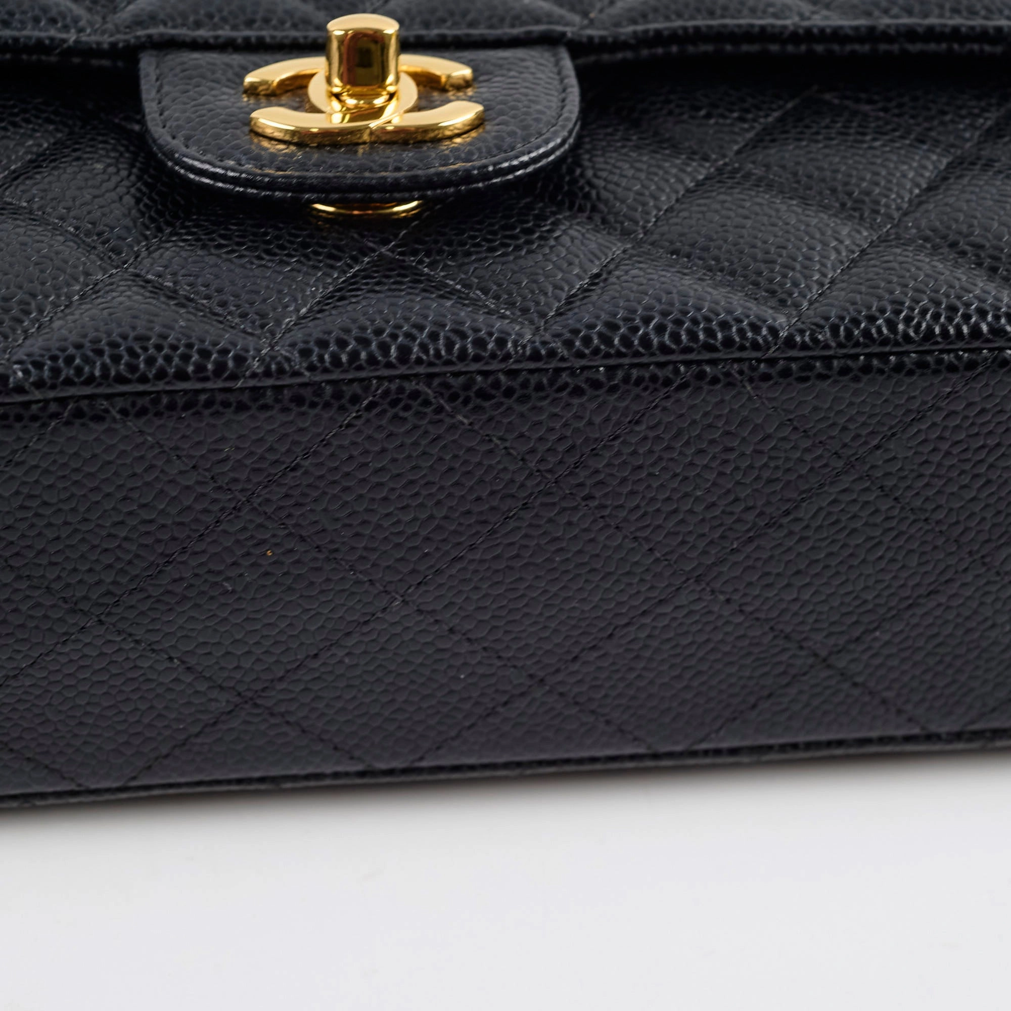 Chanel Medium/Large Caviar Double Classic Flap Black