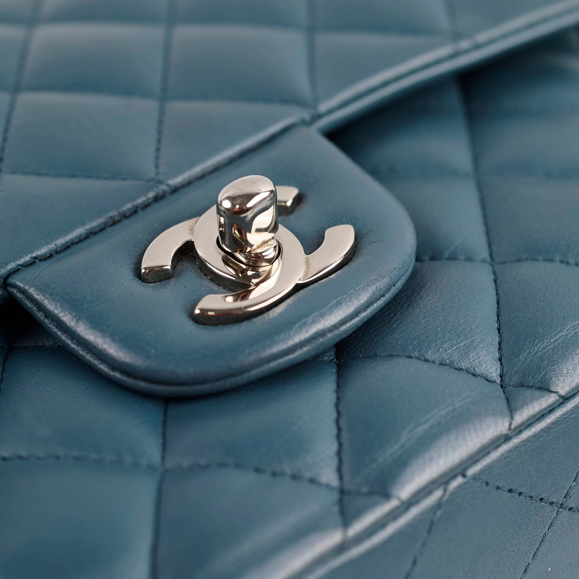 Chanel Medium/Large Double Classic Flap Blue