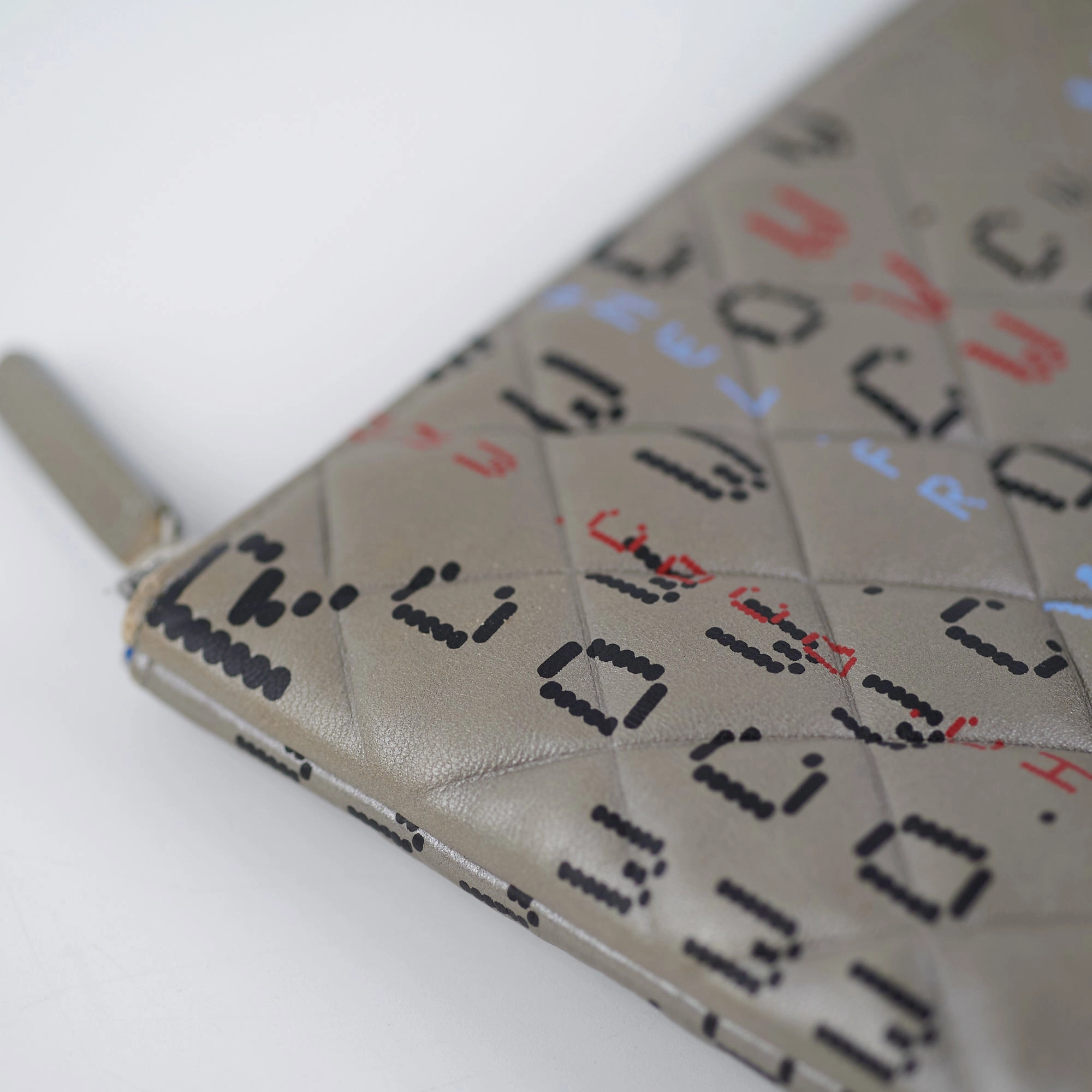 Chanel Medium O Logo Grey Pouch