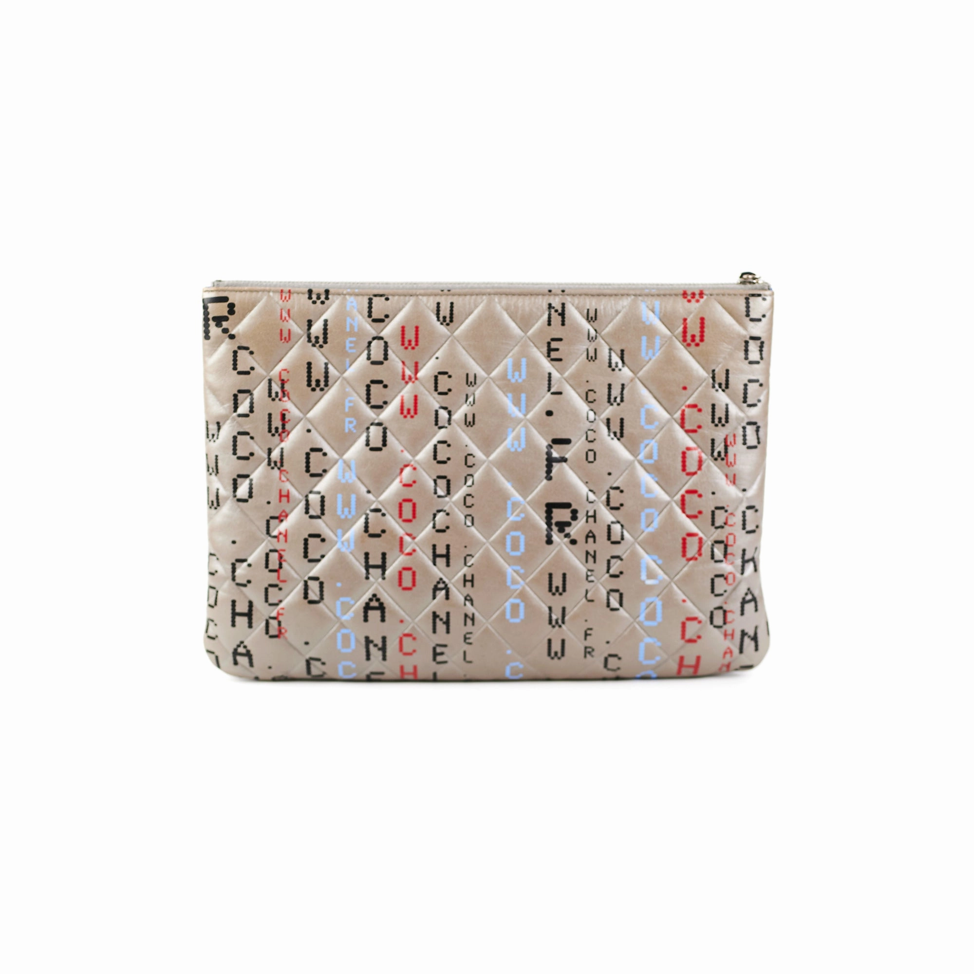 Chanel Medium O Logo Grey Pouch