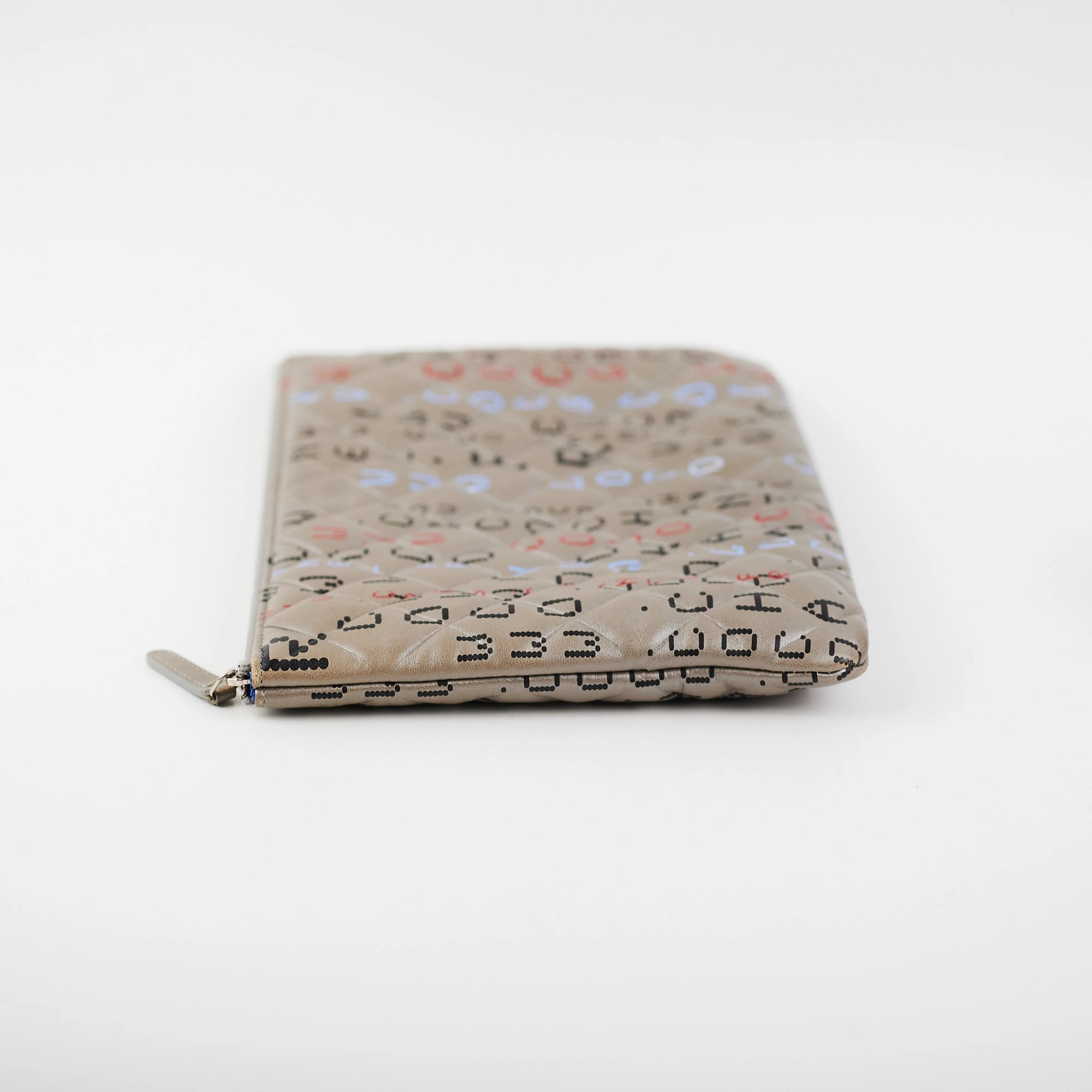 Chanel Medium O Logo Grey Pouch