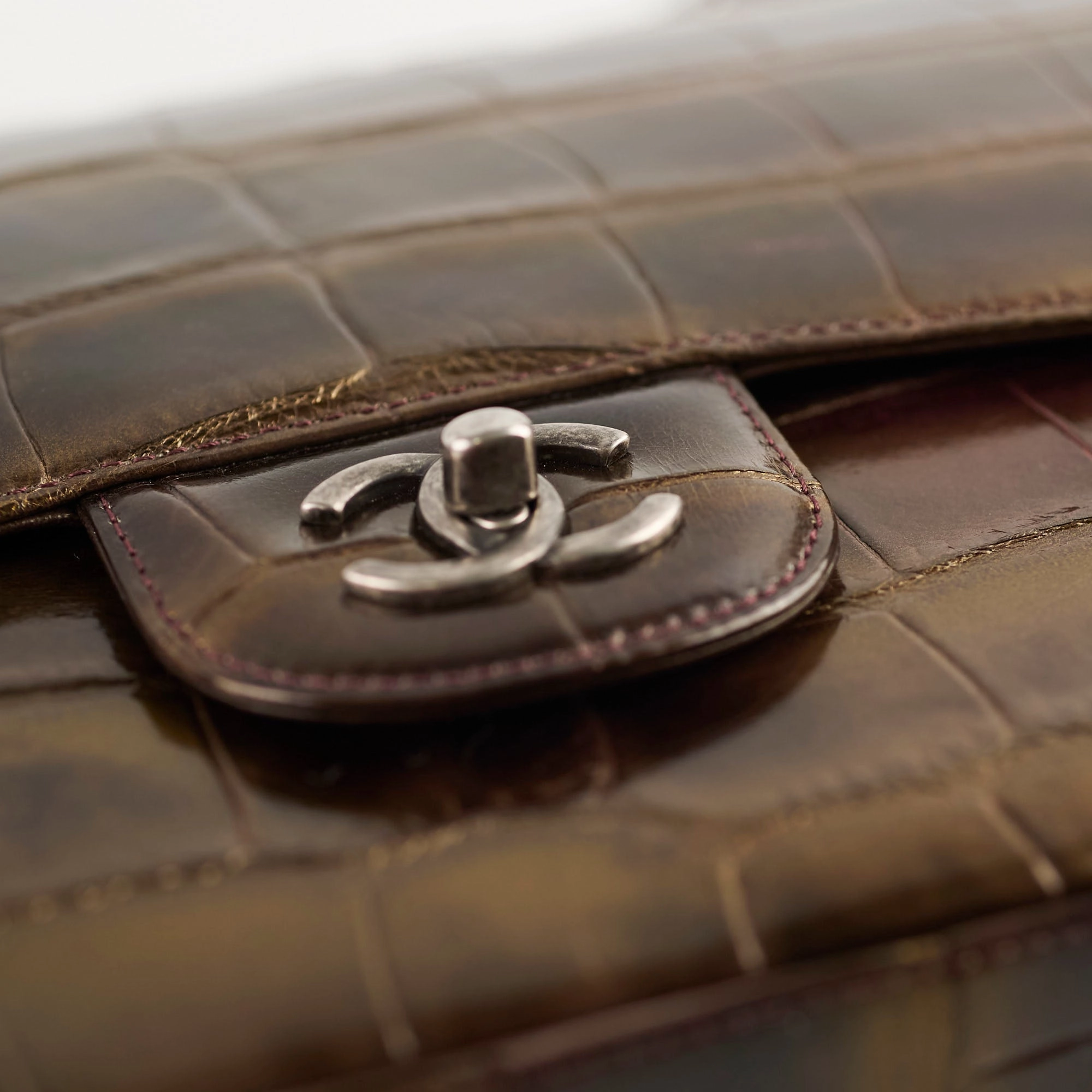 Chanel Metallic Aligator Jumbo 14 Series